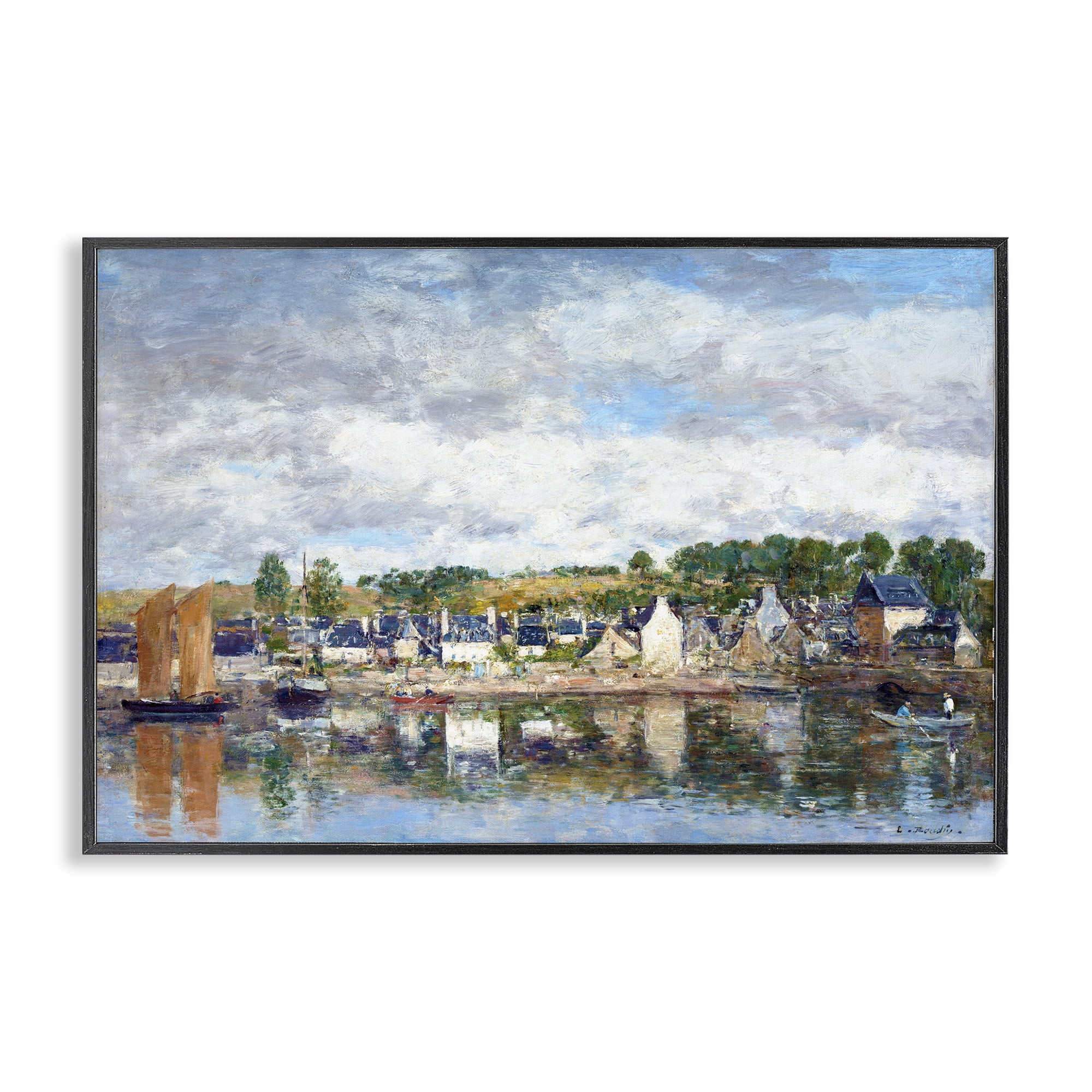 Stupell Industries Village By A River Black Framed Giclee Art, design by Eugene Boudin