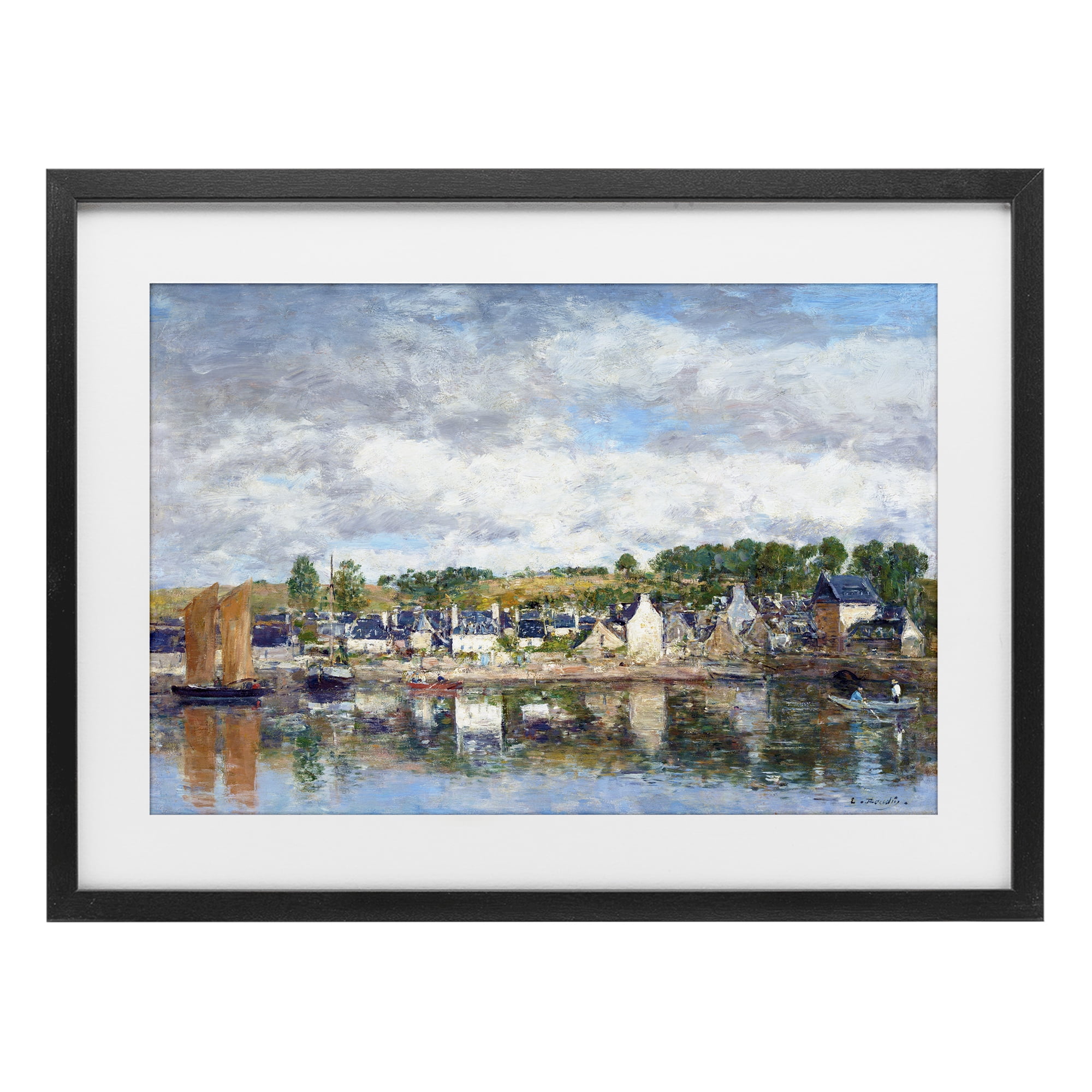 Stupell Industries Village By A River Black Framed Print Under Glass, design by Eugene Boudin