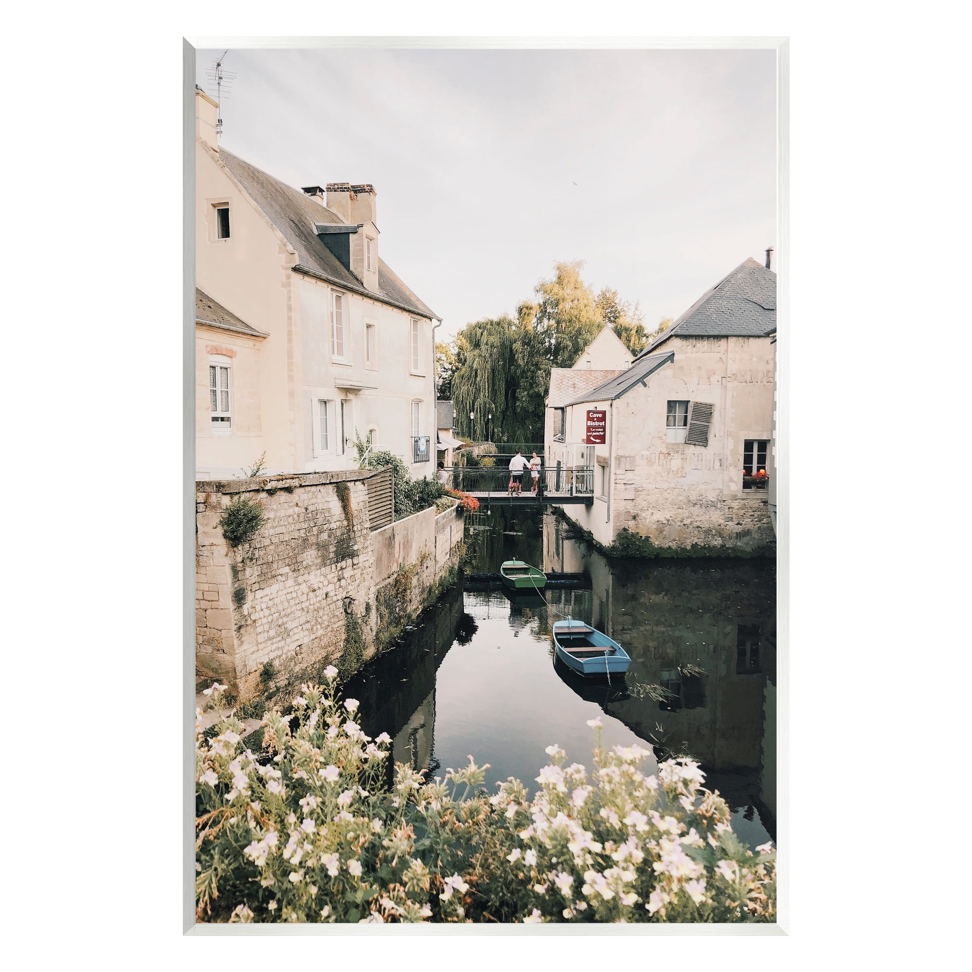 Stupell Industries Village Canal River Boats Garden Coastal Photography Unframed Art Print Wall Art