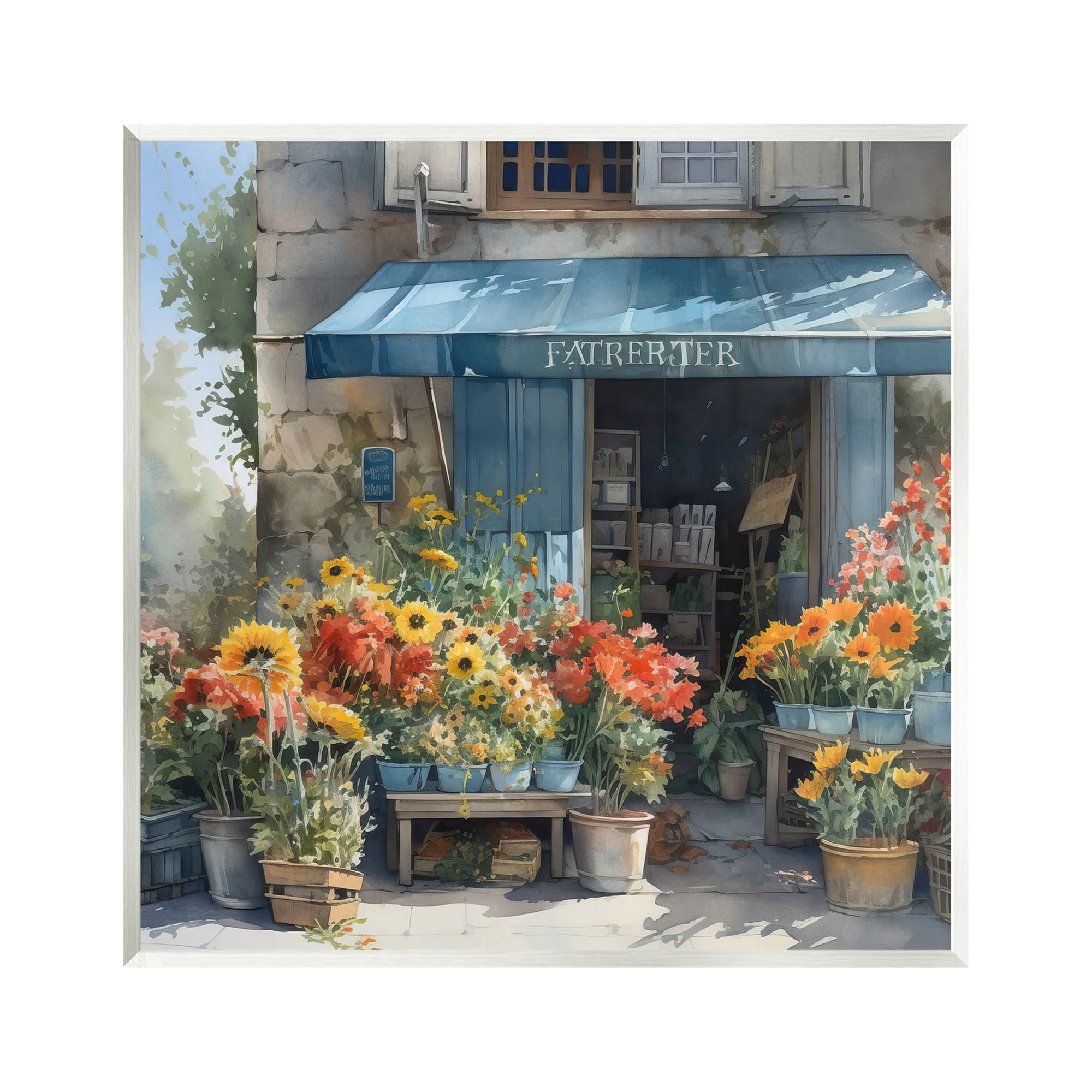 Stupell Industries Village Flower Shop Botanical & Floral Painting Unframed Art Print Wall Art, 12 x 12