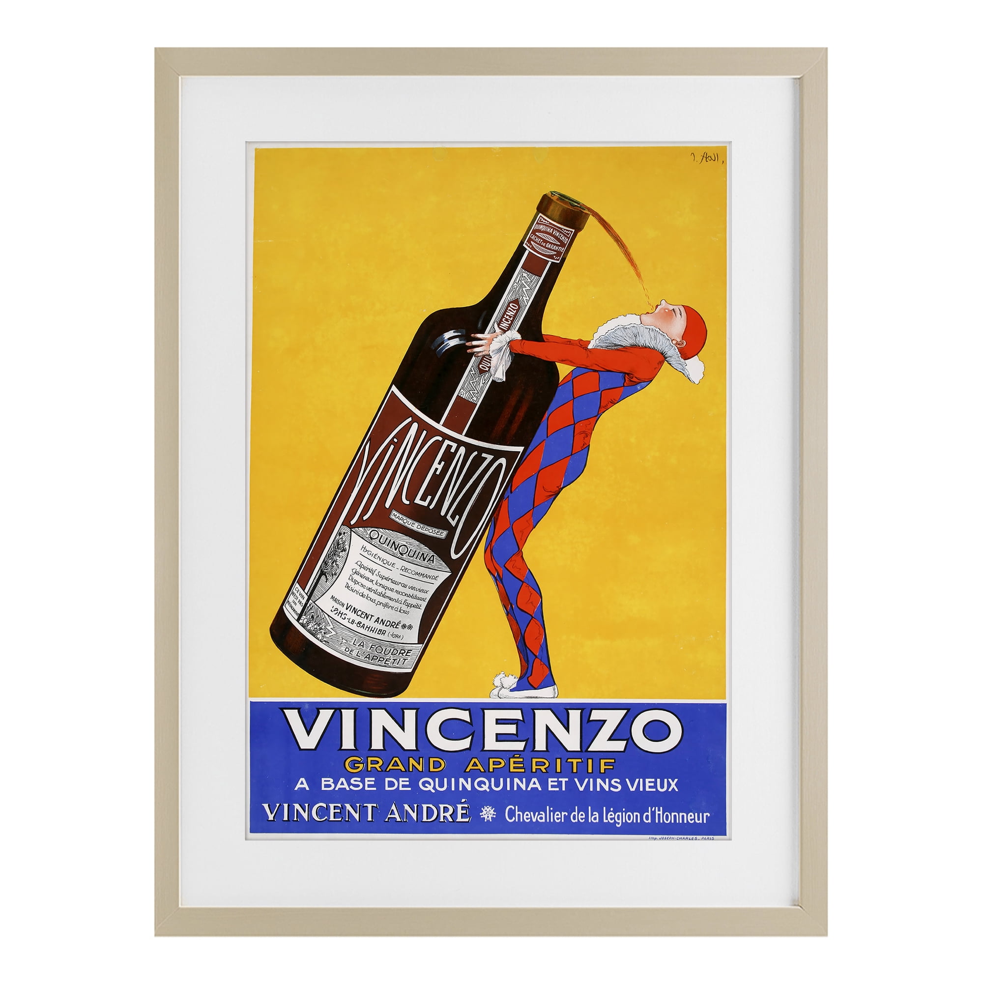 Stupell Industries Vincenzo Vintage Wine Birch Framed Print Under Glass, design by Vintage Posters
