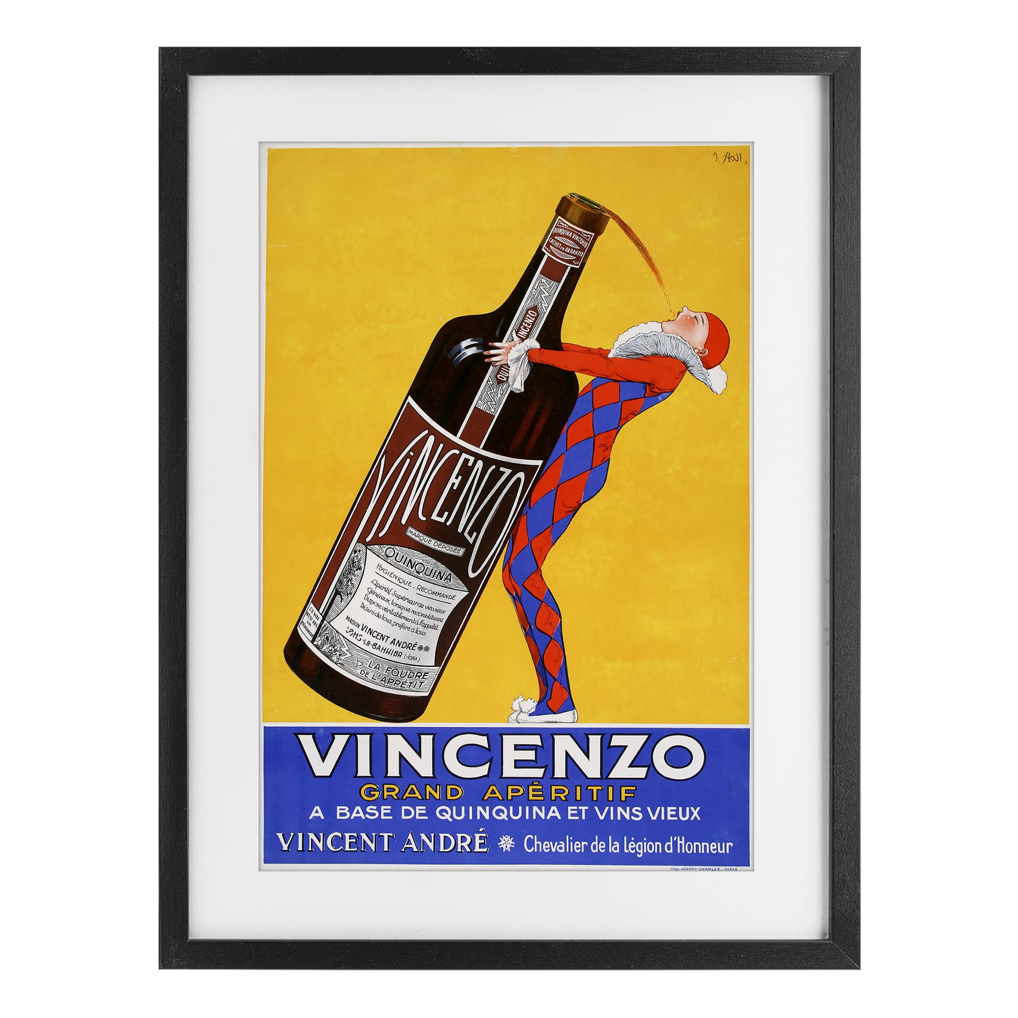 Stupell Industries Vincenzo Vintage Wine Black Framed Print Under Glass, design by Vintage Posters