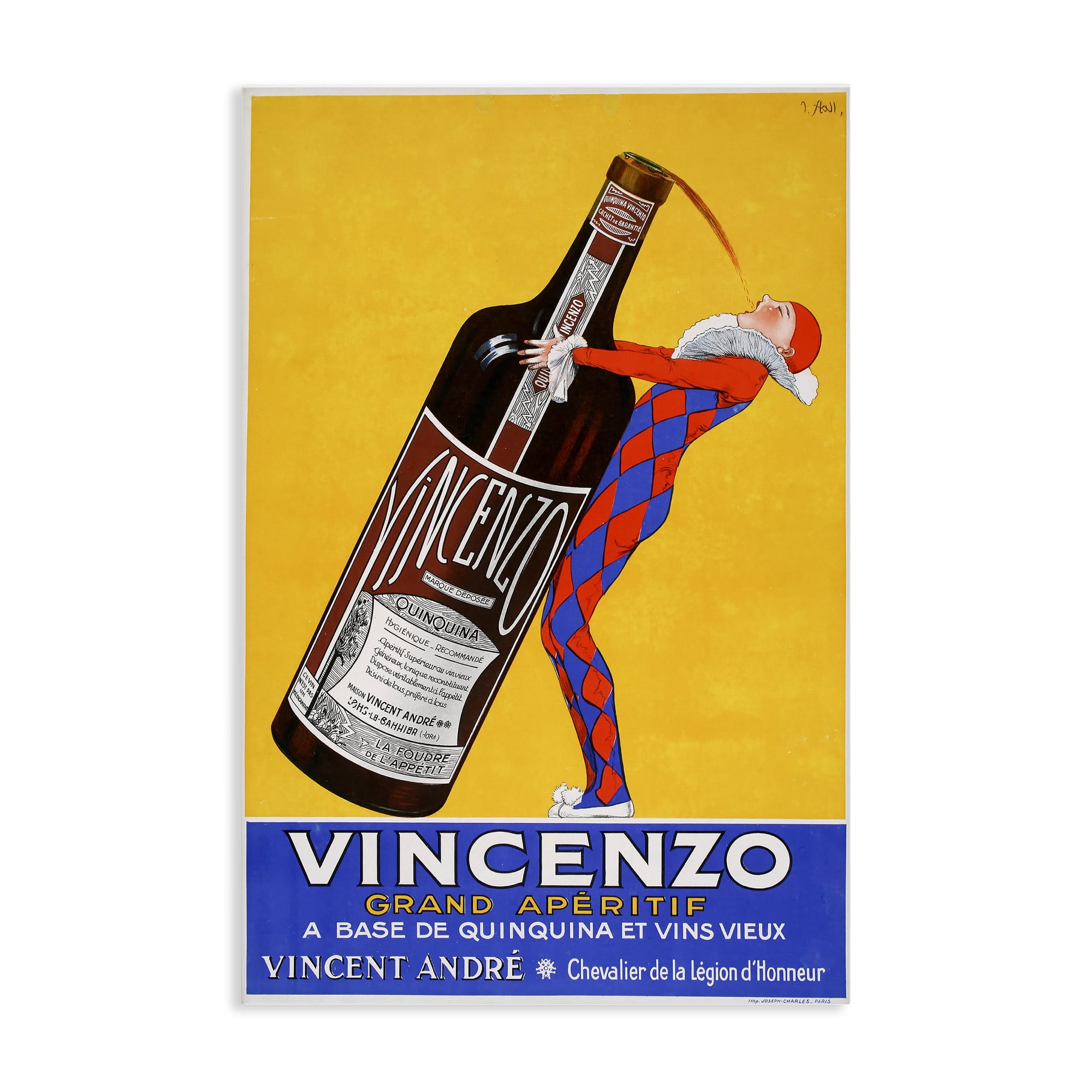 Stupell Industries Vincenzo Vintage Wine Canvas Wall Art, design by Vintage Posters