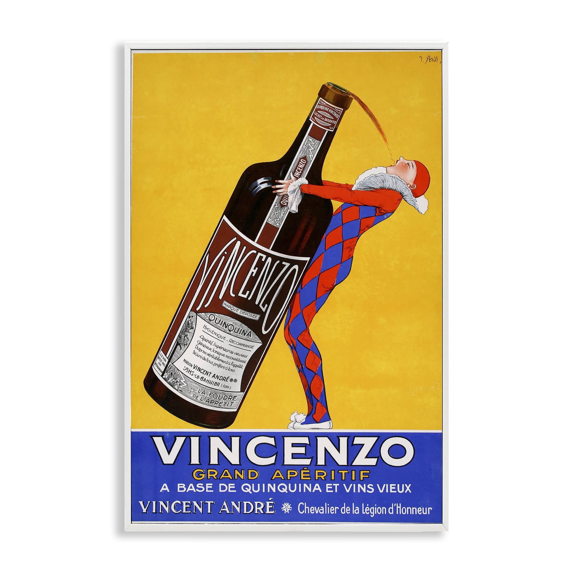 Stupell Industries Vincenzo Vintage Wine White Framed Giclee Art, design by Vintage Posters
