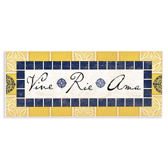 Stupell Industries Vine Ríe y Ama Inspirational Quotes & Sayings Painting Unframed Art Print Wall Art, 17 x 7