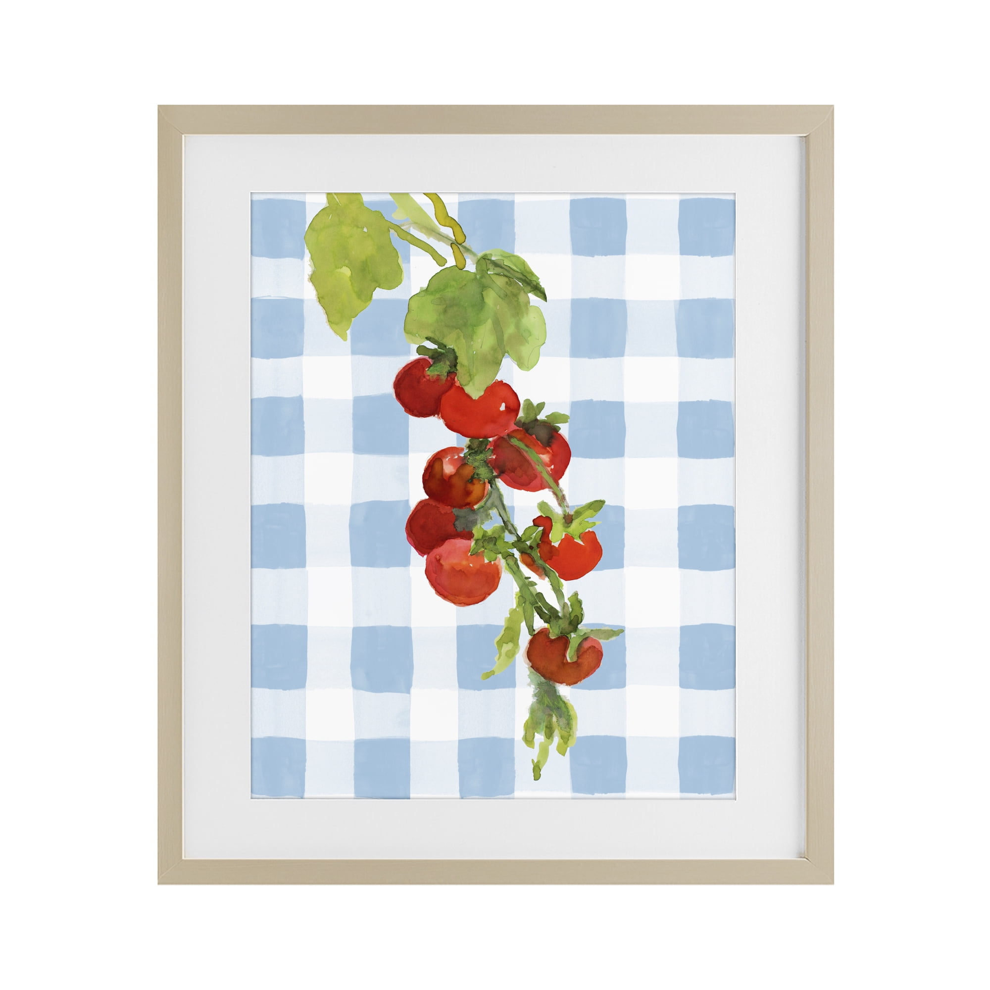 Stupell Industries Vine Ripe Tomatoes on Plaid Birch Framed Print Under Glass, design by Lanie Loreth