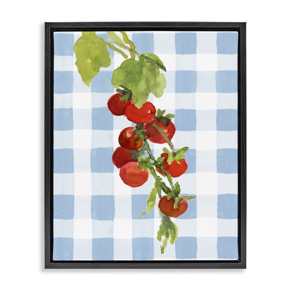 Stupell Industries Farmhouse Vine Ripe Tomatoes on Plaid Black Floating Frame Canvas Art, 17 x 21, by Lanie Loreth