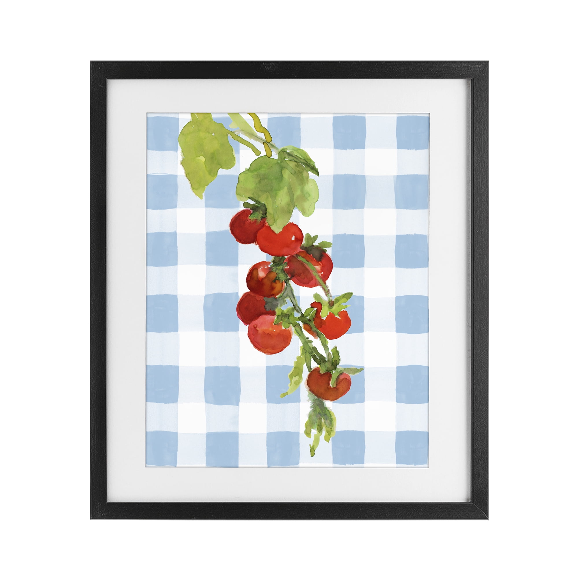 Stupell Industries Vine Ripe Tomatoes on Plaid Black Framed Print Under Glass, design by Lanie Loreth