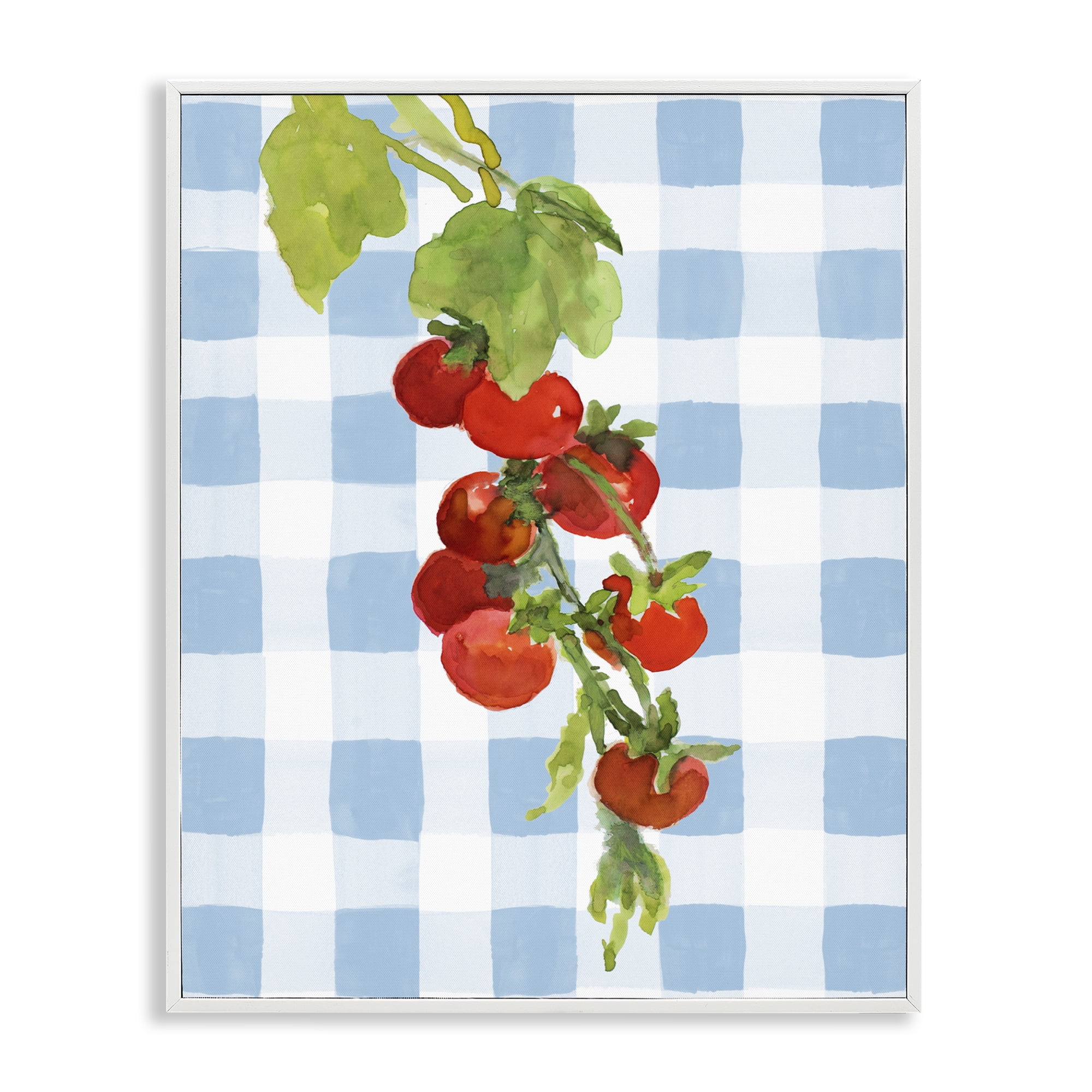 Stupell Industries Vine Ripe Tomatoes on Plaid White Framed Giclee Art, design by Lanie Loreth