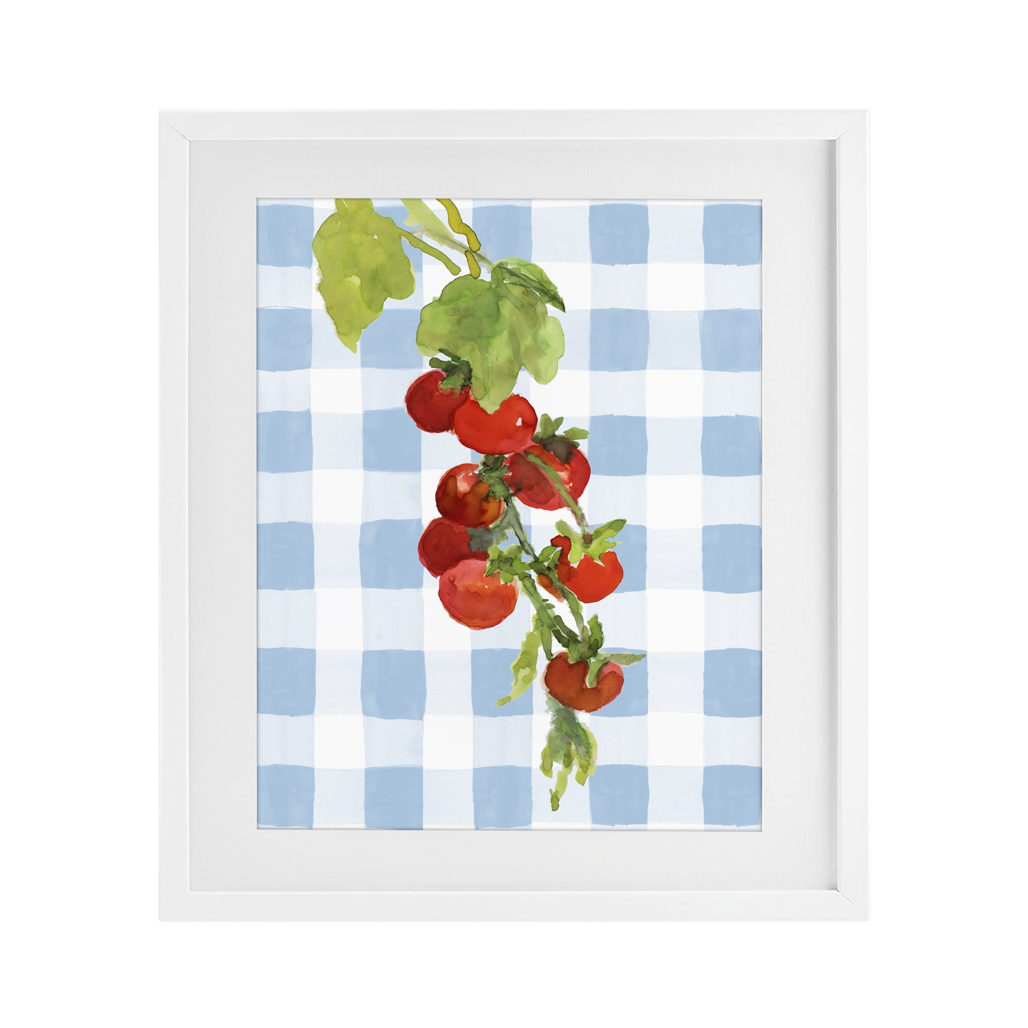 Stupell Industries Vine Ripe Tomatoes on Plaid White Framed Print Under Glass, design by Lanie Loreth