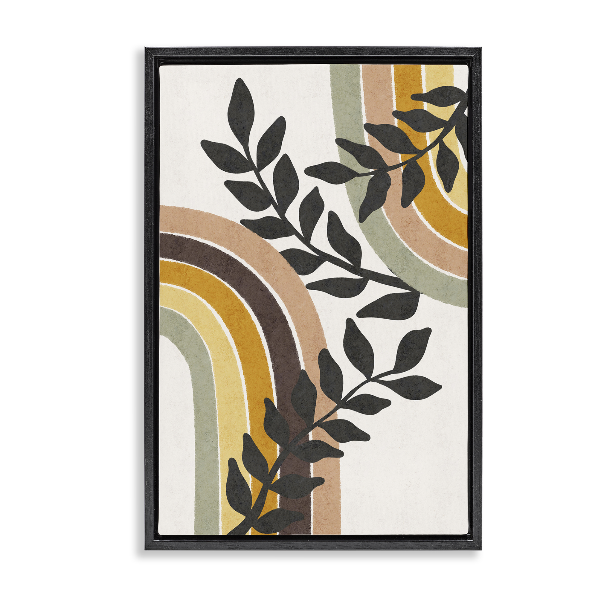 Stupell Industries Vine Swathed Rainbows Plants & Flowers Painting Black Floater Framed Canvas Art Print Wall Art, 21 x 31