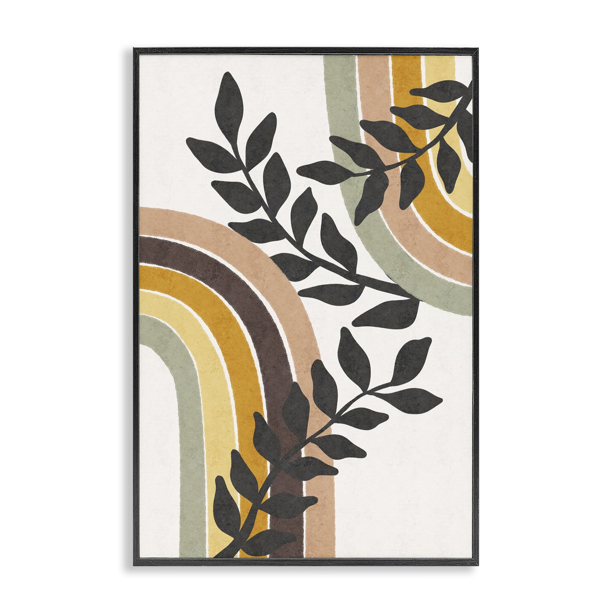 Stupell Industries Vine Swathed Rainbows Plants & Flowers Painting Black Framed Art Print Wall Art, 12 x 18
