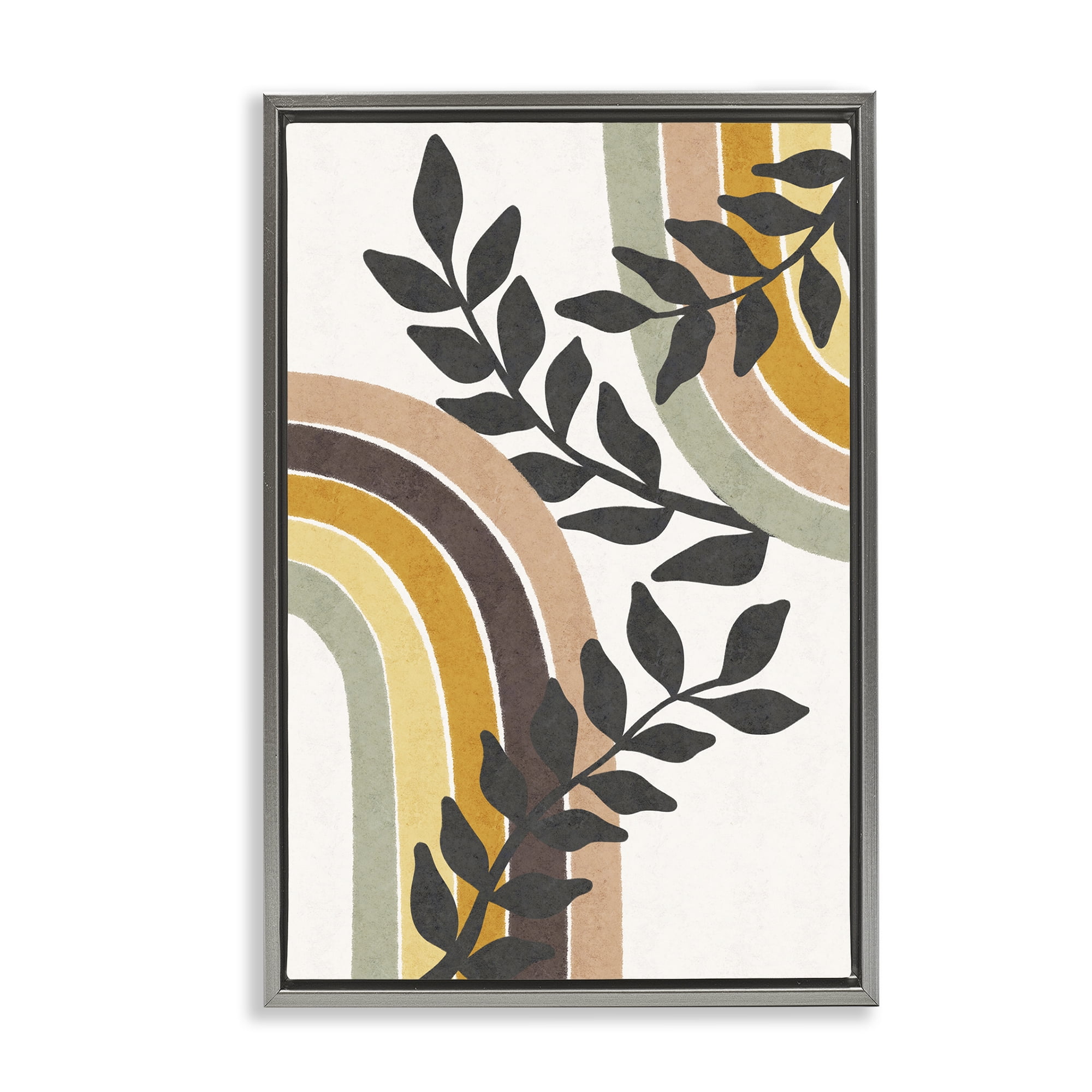 Stupell Industries Vine Swathed Rainbows Plants & Flowers Painting Gray Floater Framed Canvas Art Print Wall Art, 21 x 31