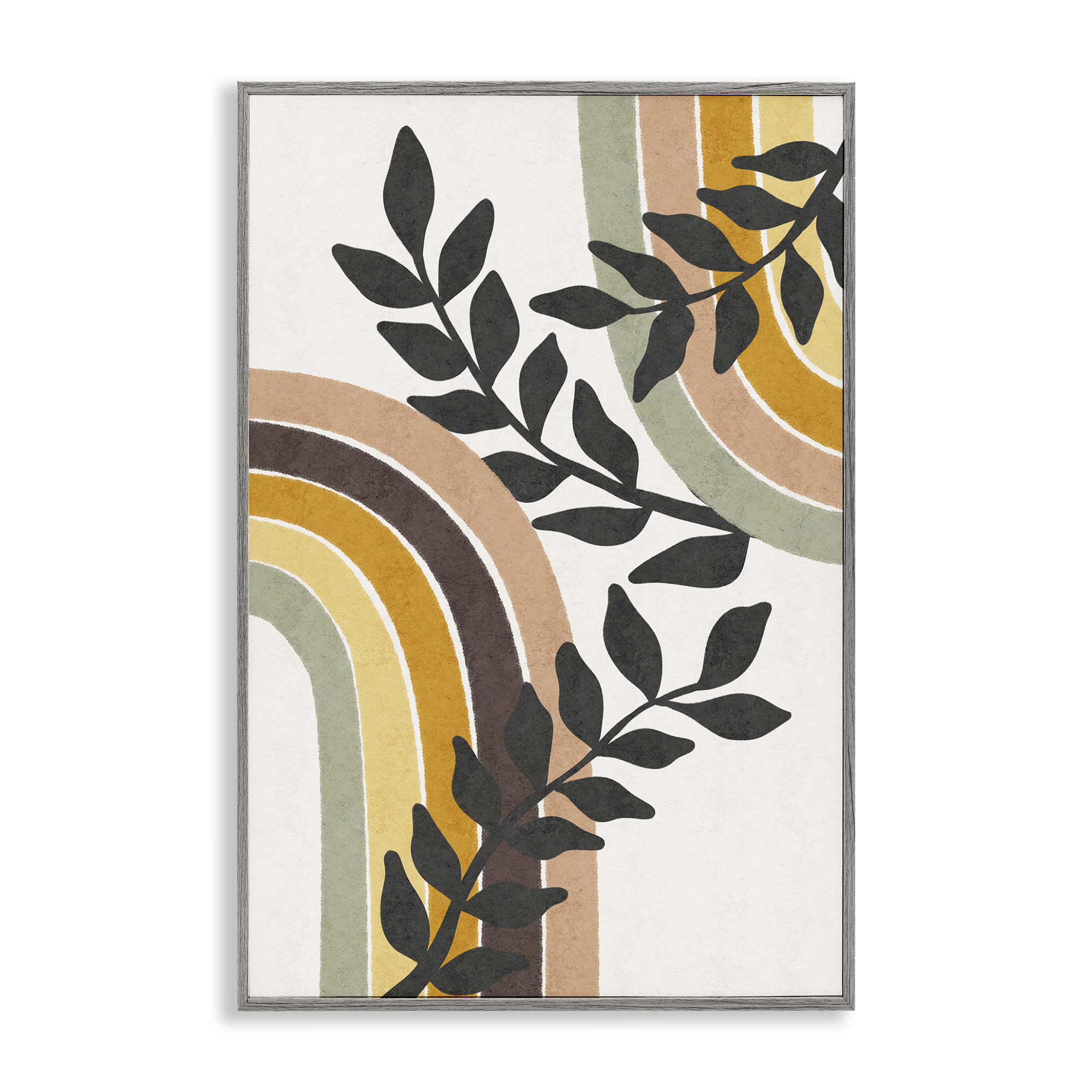 Stupell Industries Vine Swathed Rainbows Plants & Flowers Painting Gray Framed Art Print Wall Art, 20 x 30