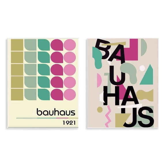 Stupell Industries Vintage 1921 Bauhaus Design 2 Piece Wall Plaque Art Set design by Annabelle Hall, 14 x 11