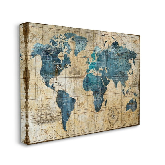 Stupell Industries Vintage Abstract World Map Design Canvas Wall Art by Art Licensing Studio