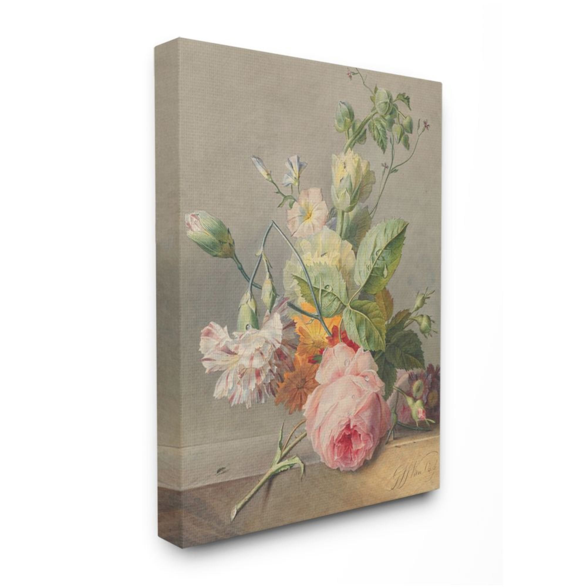 Stupell Industries Vintage Aged Pink Florals on Table Still-Life Design by Ziwei Li, 24" x 30"