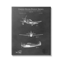 Stupell Industries Vintage Airplane Vehicle Diagram Graphic Art Gallery Wrapped Canvas Print Wall Art, Design by Karl Hronek