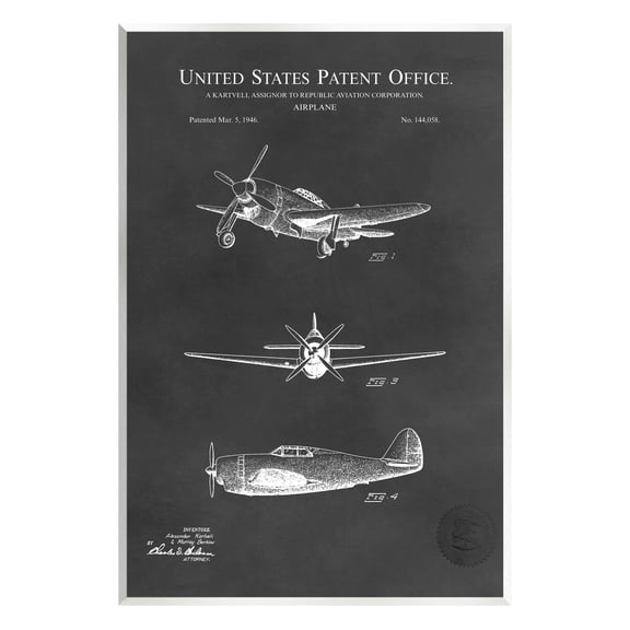 Stupell Industries Vintage Airplane Vehicle Diagram Graphic Art Unframed Art Print Wall Art, Design by Karl Hronek