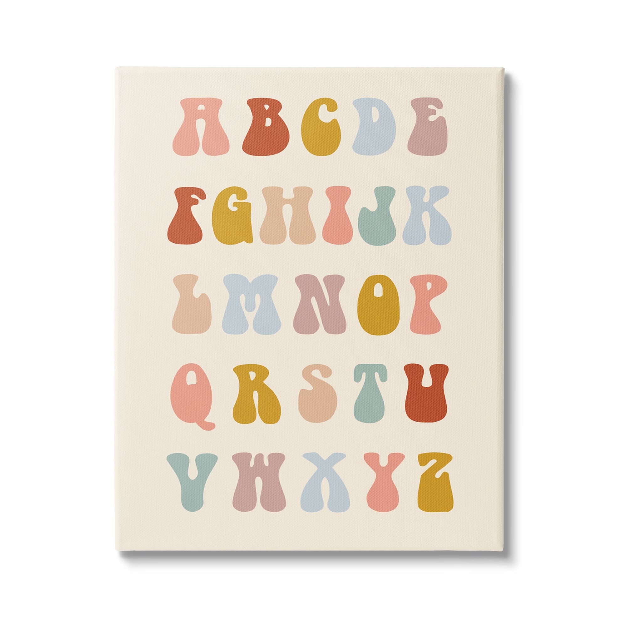 Stupell Industries Vintage Alphabet Letters Typography Painting Gallery Wrapped Canvas Art Print Wall Art, 30 x 40