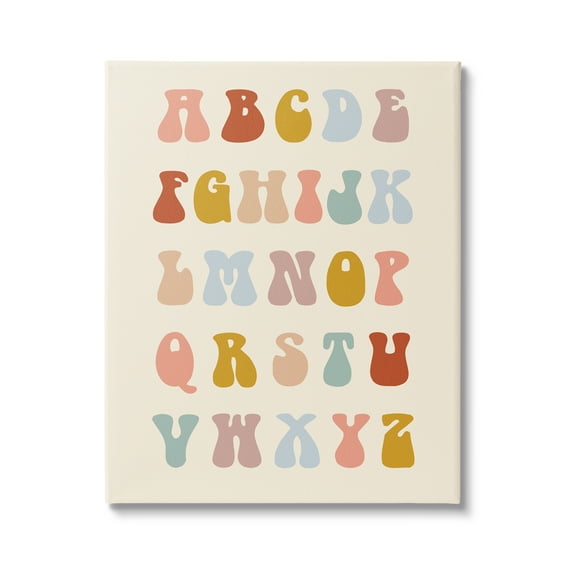 Stupell Industries Vintage Alphabet Letters Typography Painting Gallery Wrapped Canvas Art Print Wall Art, 36 x 48