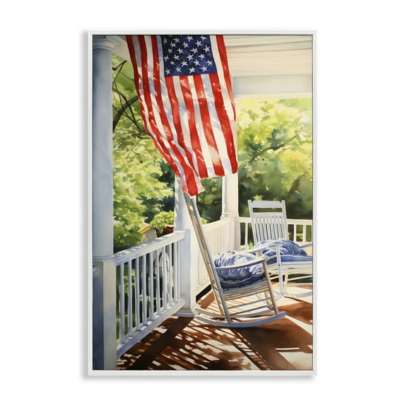 Stupell Industries Vintage American Porch Scenery Painting White Framed Art Print Wall Art, 12 x 18