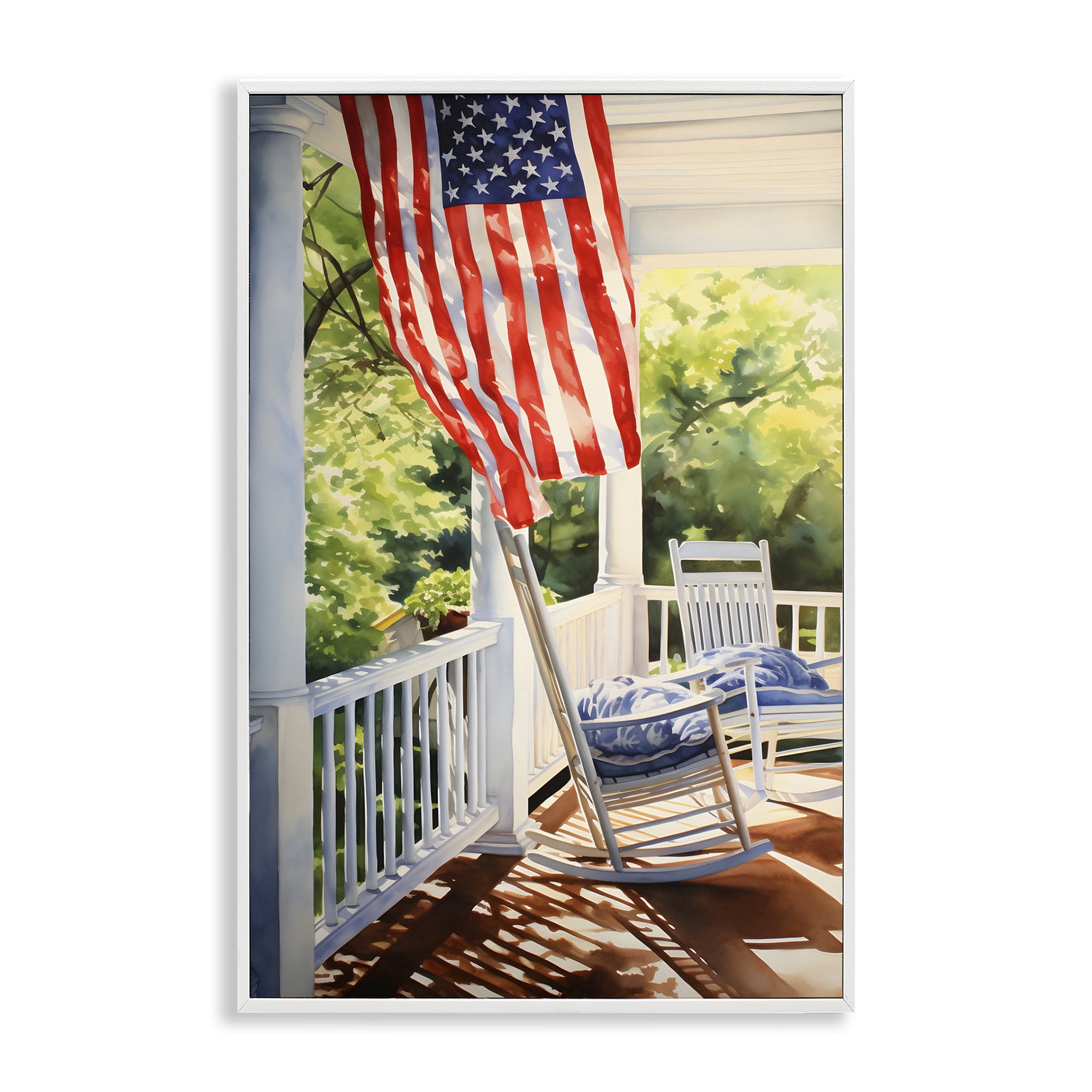 Stupell Industries Vintage American Porch Scenery Painting White Framed Art Print Wall Art, 20 x 30