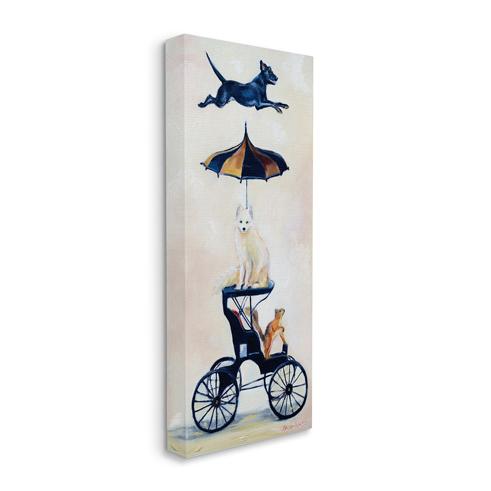 Stupell Industries Vintage Animal Carriage Dogs and Squirrel Painting Canvas Wall Art by Karen Weber Fine Art