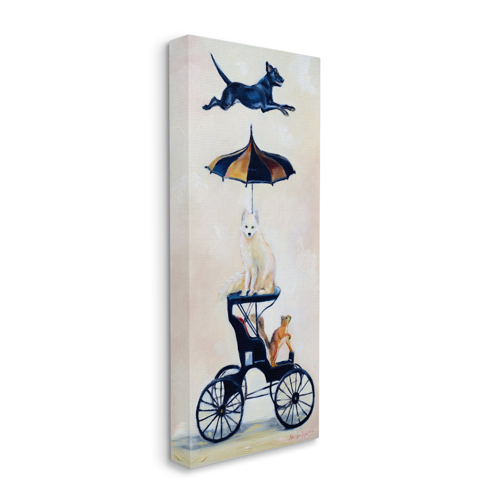 Vintage Animal Carriage Dogs and Squirrel Canvas Wall Art