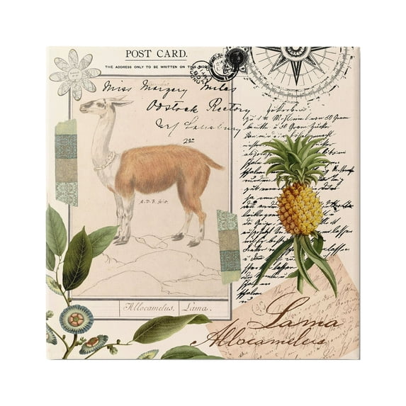 Stupell Industries Vintage Antelope Postcard Animals & Insects Painting Gallery Wrapped Canvas Art Print Wall Art, 24 x 24