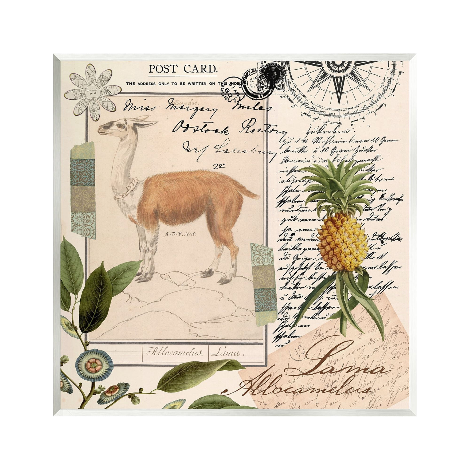 Stupell Industries Vintage Antelope Postcard Animals & Insects Painting Unframed Art Print Wall Art, 12 x 12