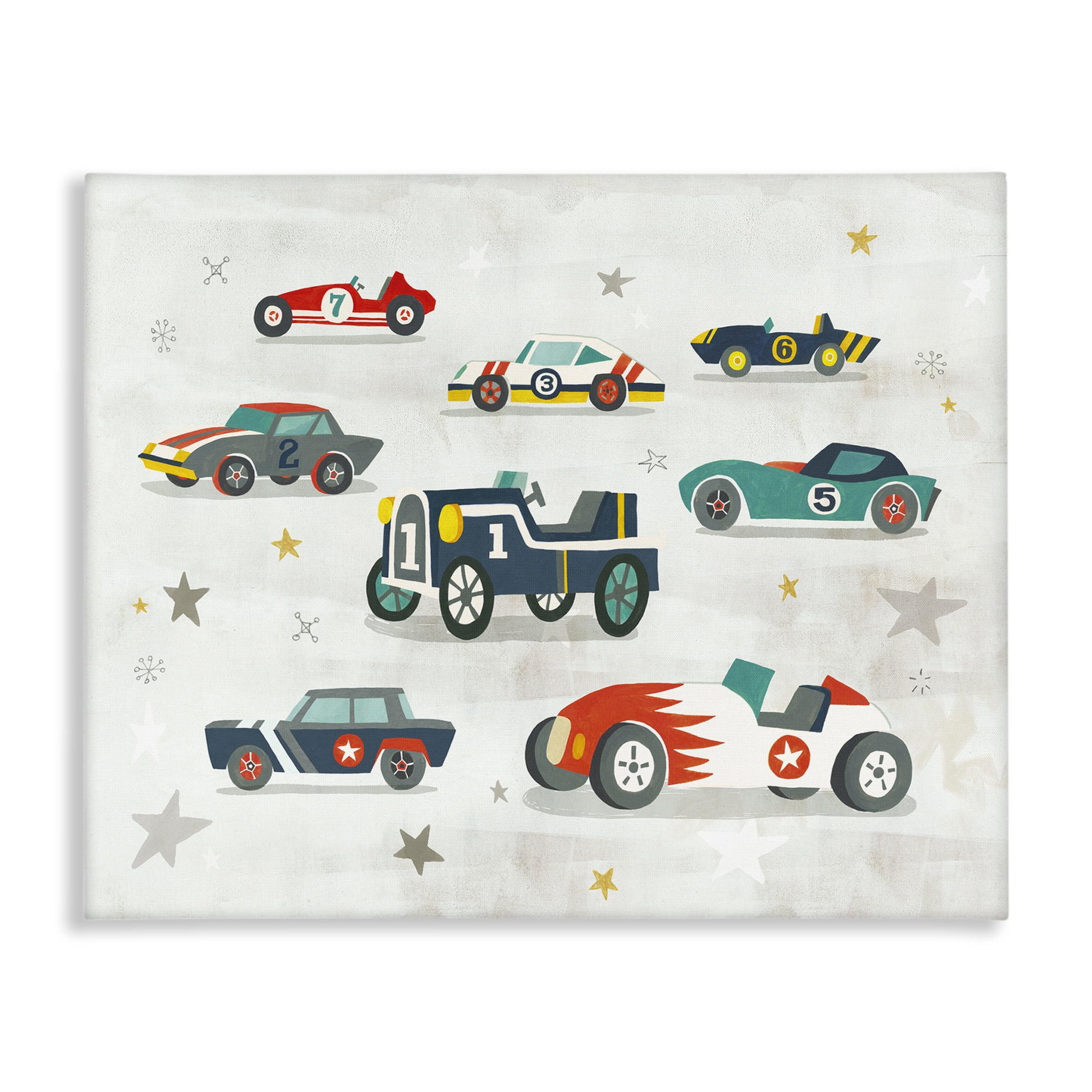 Stupell Industries Vintage Antique Race Cars Transportation Painting Wrapped Canvas Art Print Wall Art, 30 x 24