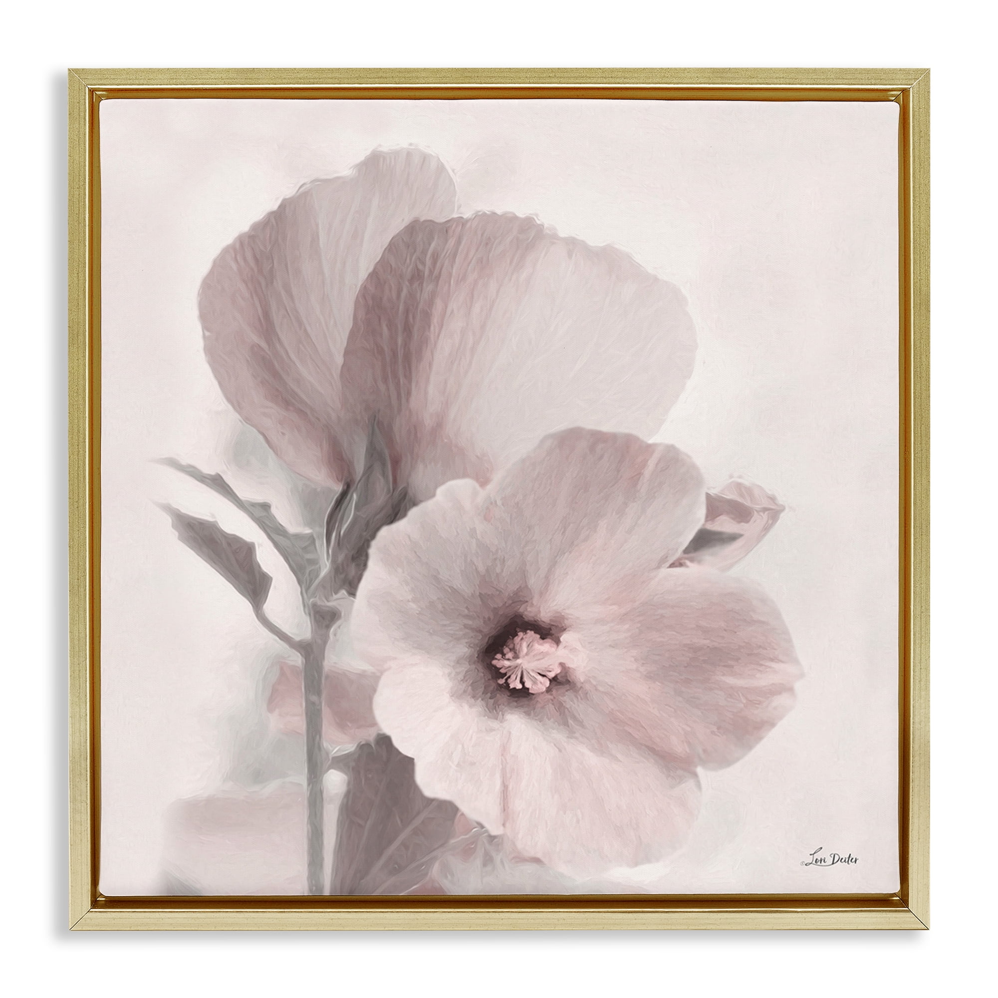 Stupell Industries Vintage Apple Blossom Botanical & Floral Painting Gold Floater Framed Art Print Wall Art, 25 x 25