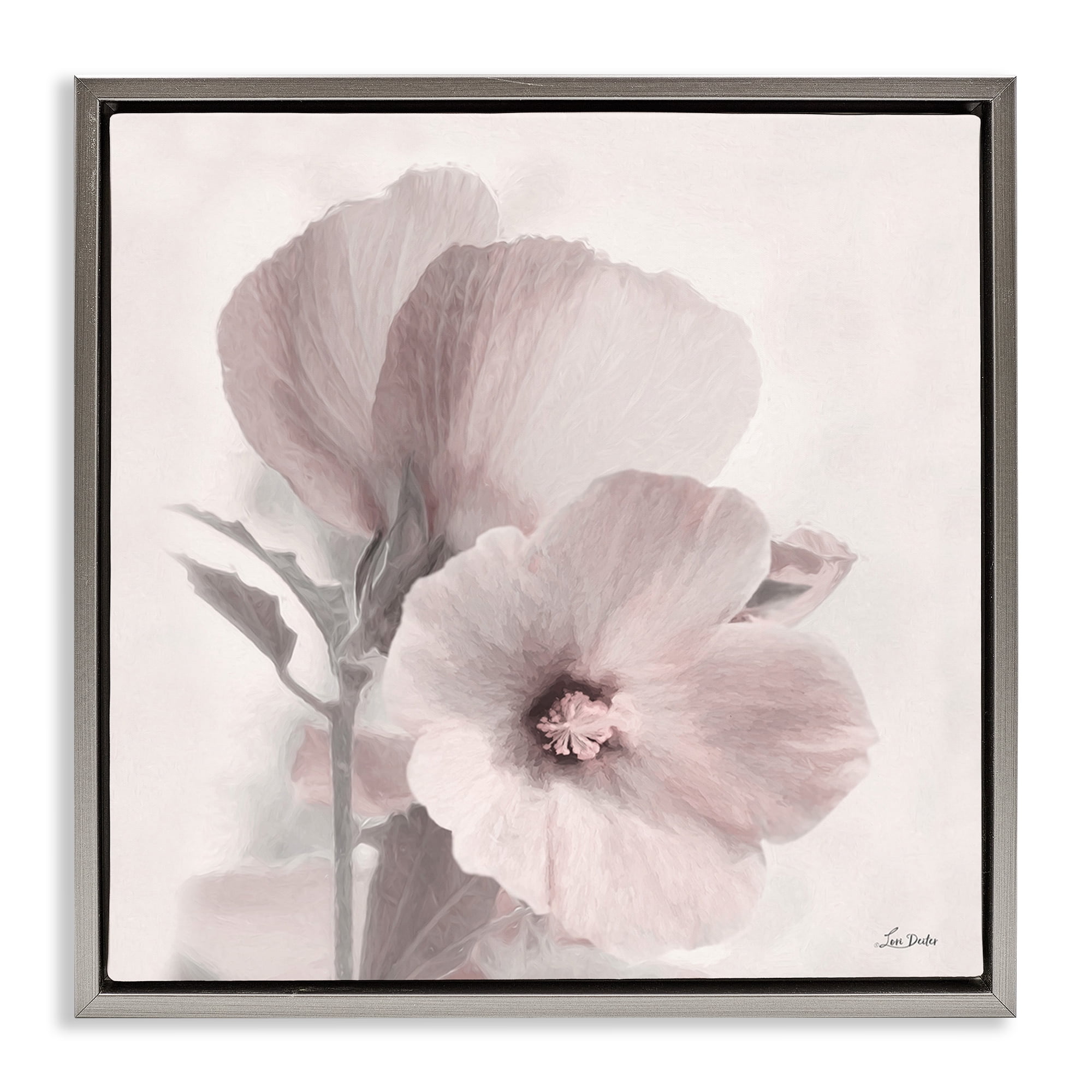 Stupell Industries Vintage Apple Blossom Botanical & Floral Painting Gray Floater Framed Art Print Wall Art, 25 x 25