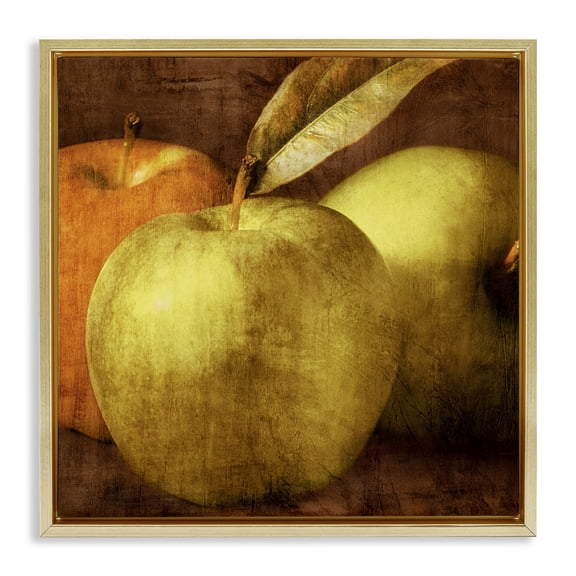 Stupell Industries Vintage Apples Close Up Food & Beverage Painting Gold Floater Framed Canvas Art Print Wall Art, 18 x 18
