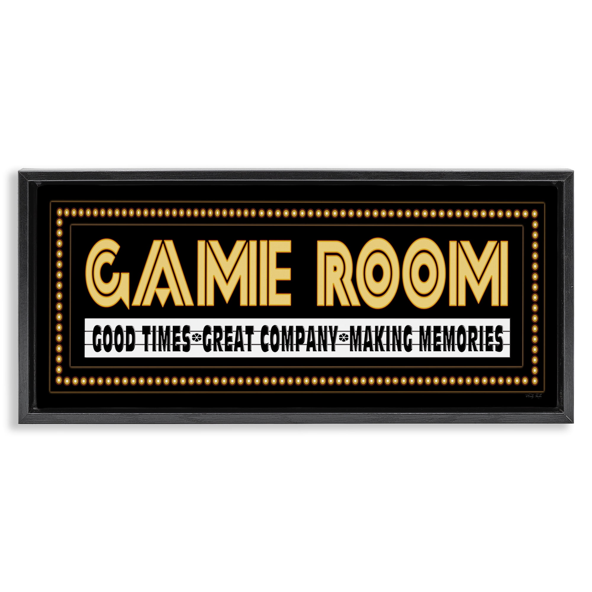 Stupell Industries Vintage Arcade Game Room Art for Kids Painting Black Floater Framed Canvas Art Print Wall Art, 25 x 11