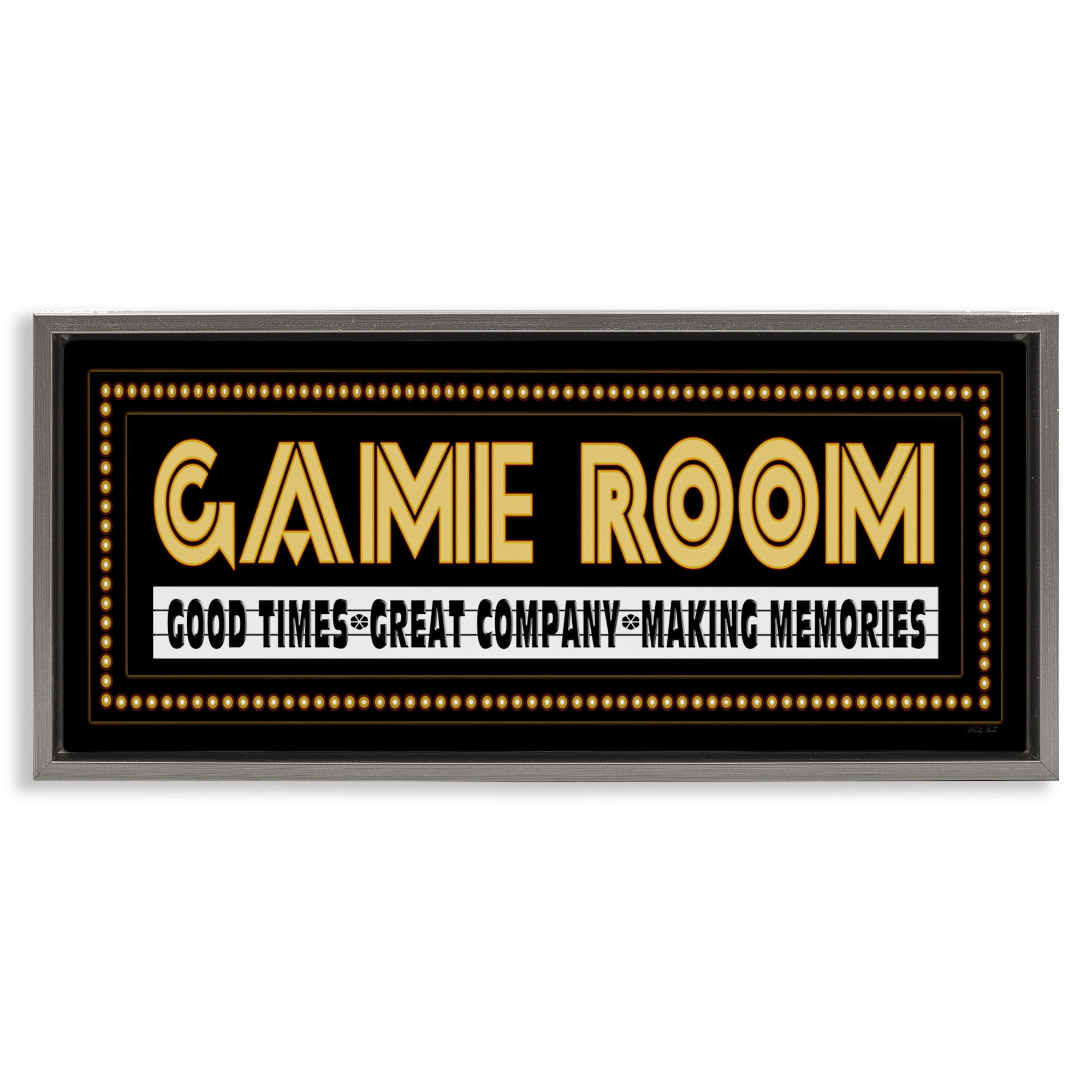 Stupell Industries Vintage Arcade Game Room Art for Kids Painting Gray Floater Framed Canvas Art Print Wall Art, 31 x 14