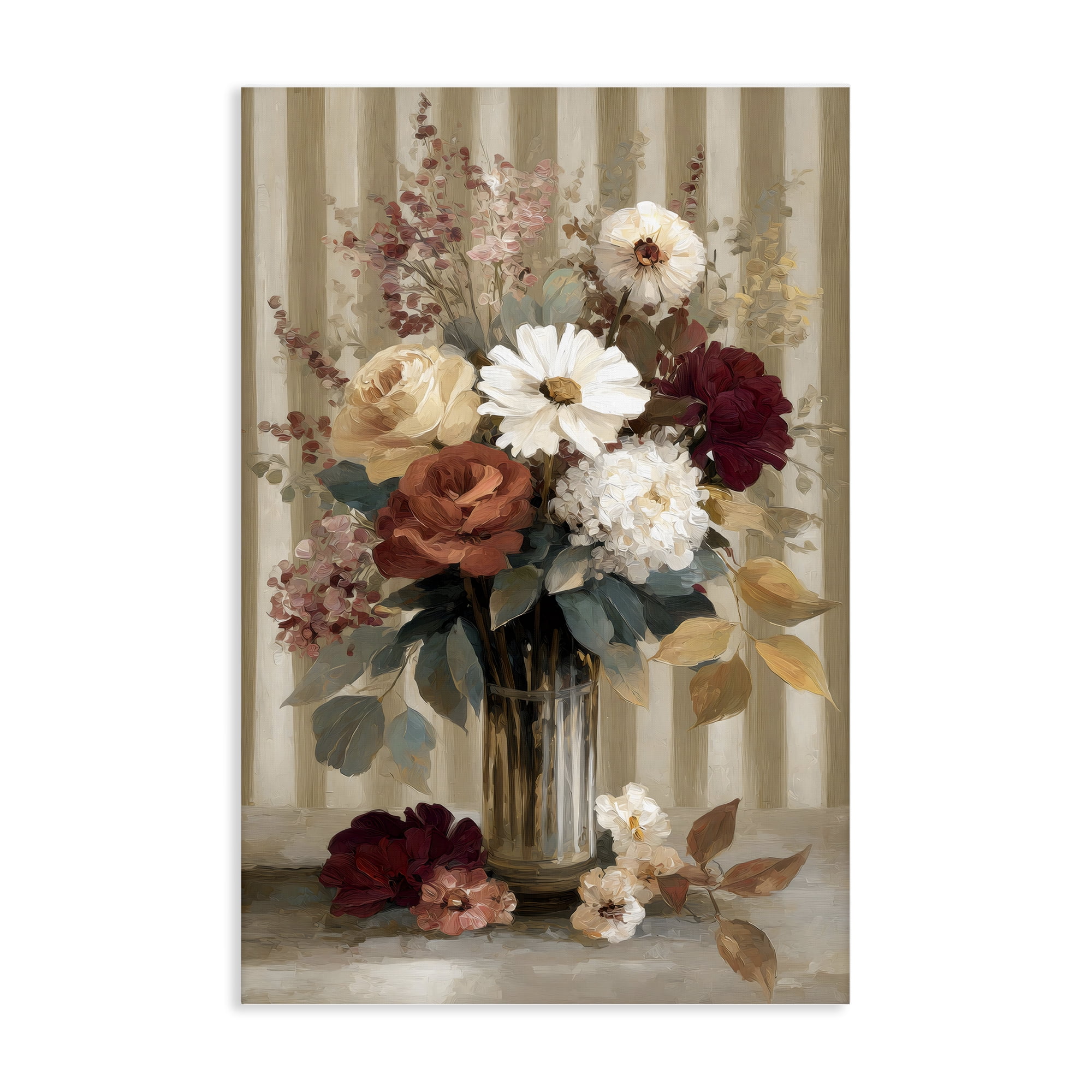 Stupell Industries Vintage Arrangement with Stripes Canvas Wall Art, design by Petal Prints Design