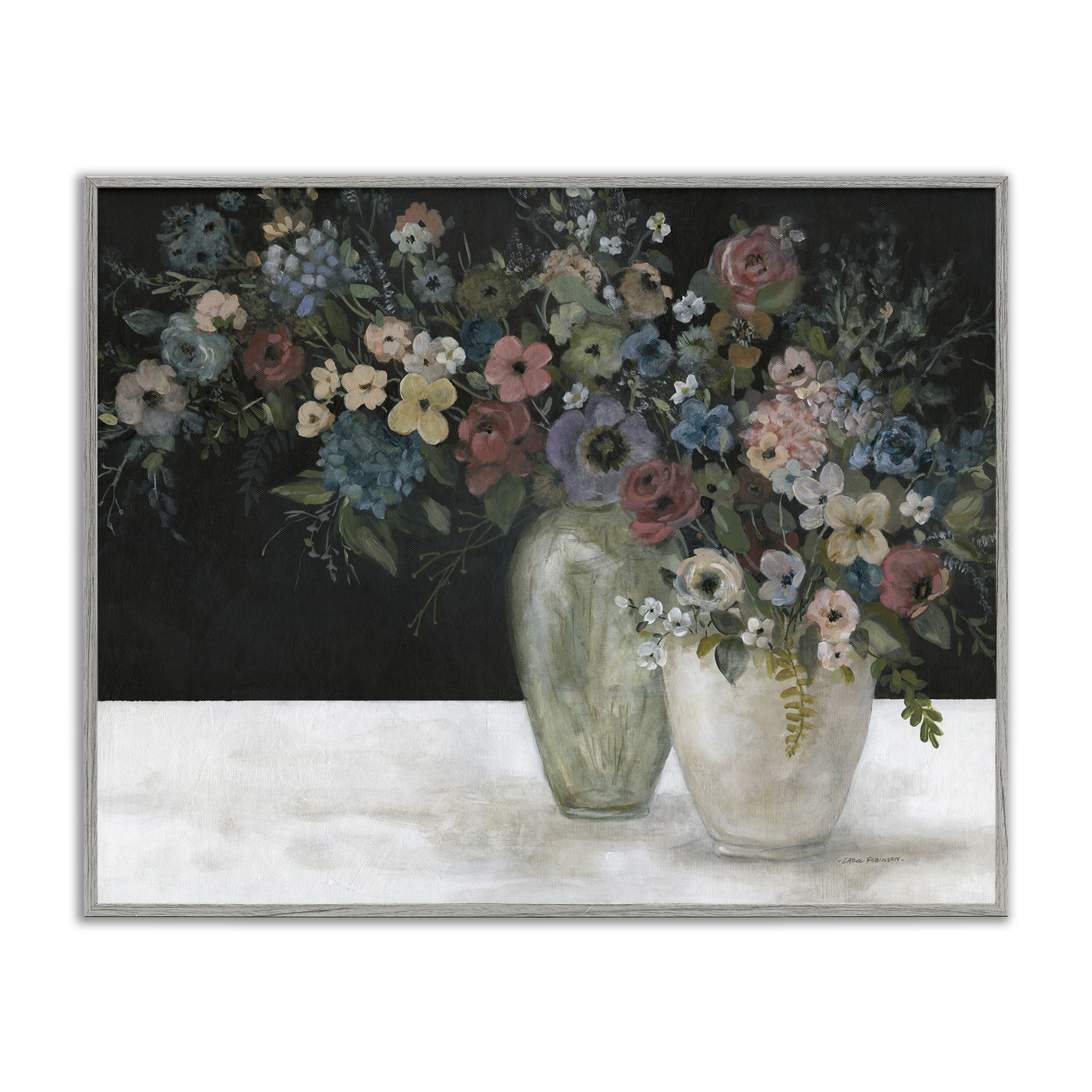 Stupell Industries Vintage Assorted Bouquets Botanical & Floral Painting Gray Framed Art Print Wall Art, 20 x 16