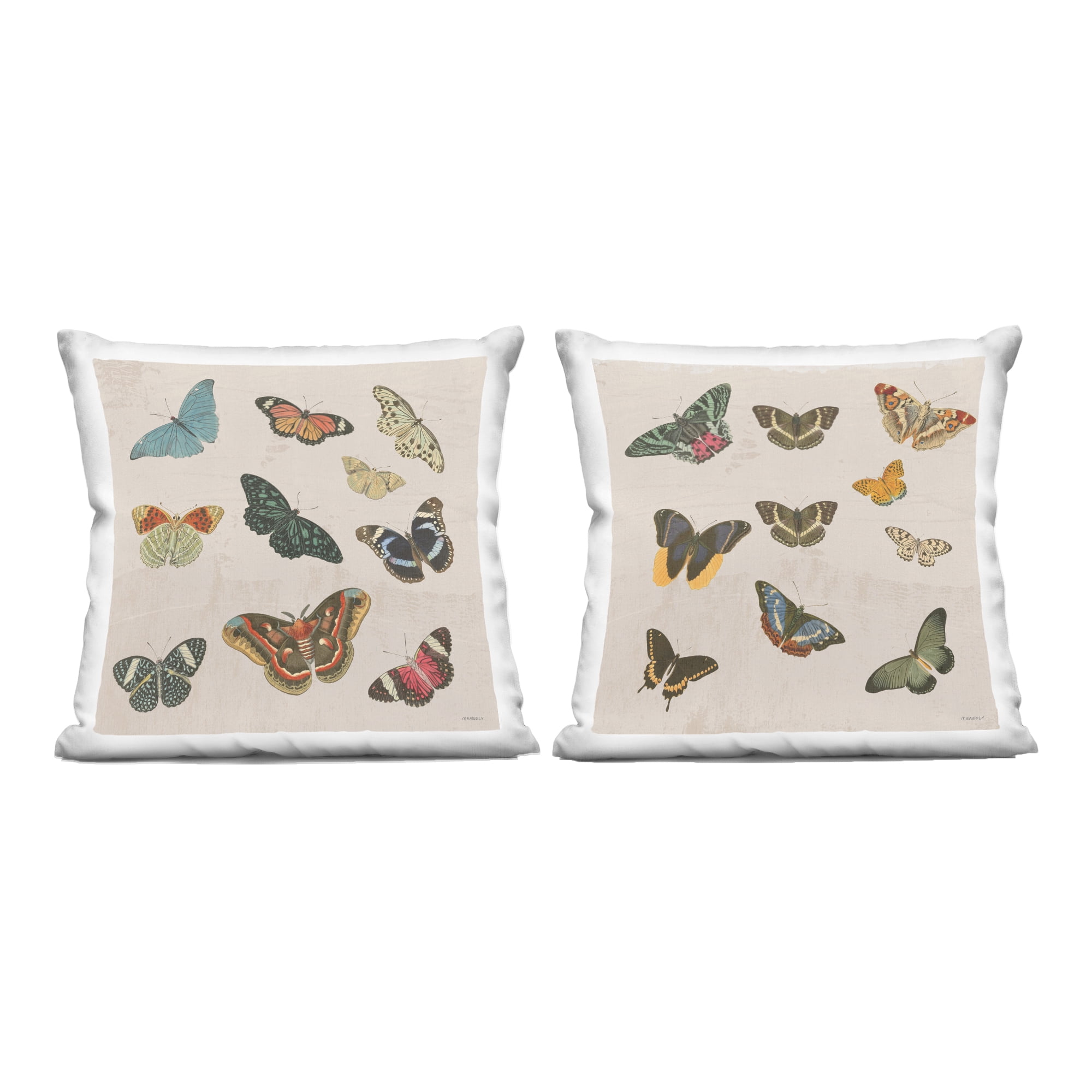Stupell Industries Vintage Assorted Butterflies 2 Piece Decorative Printed Throw Pillow Set, design by Dan Meneely