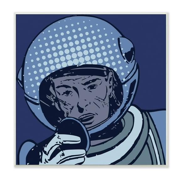 Stupell Industries Vintage Astronaut Portrait Retro Blue Pop Space Helmet Outer Space Painting Unframed Art Print Wall Art, 12 x 12