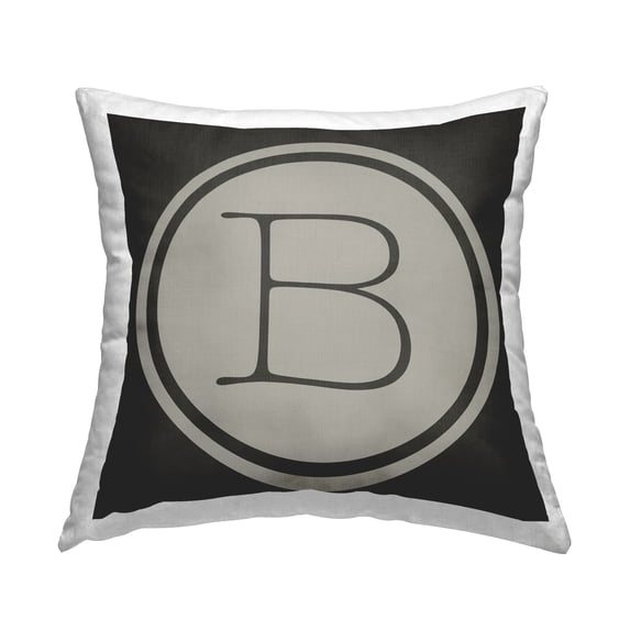Stupell Industries Vintage B Typewriter Key Initial Shape Design by Ziwei Li Throw Pillow