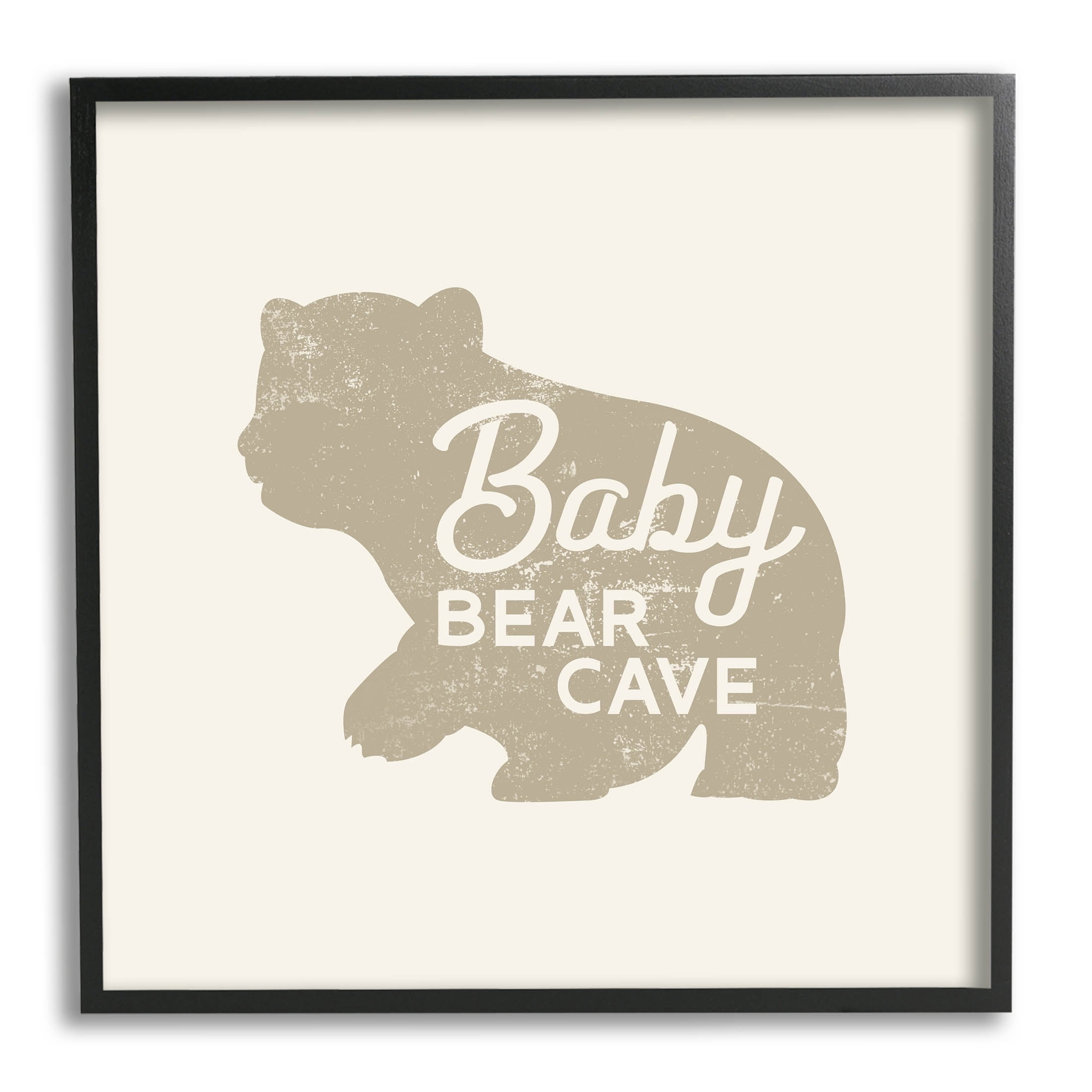 Stupell Industries Vintage Baby Bear Cave Graphic Art Black Framed Art Print Wall Art, Design by Lil' Rue