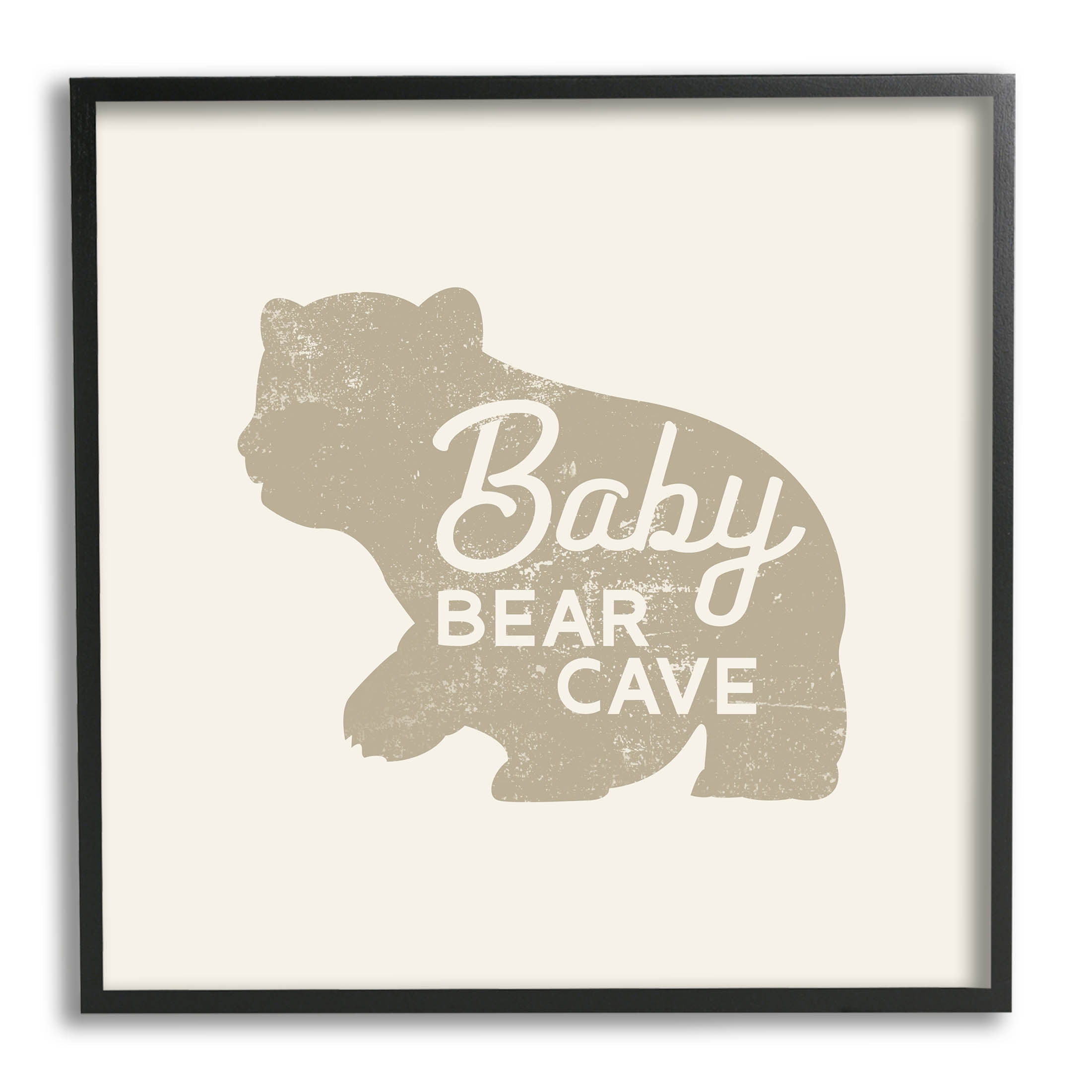 Stupell Industries Vintage Baby Bear Cave Graphic Art Black Framed Art Print Wall Art, Design by Lil' Rue