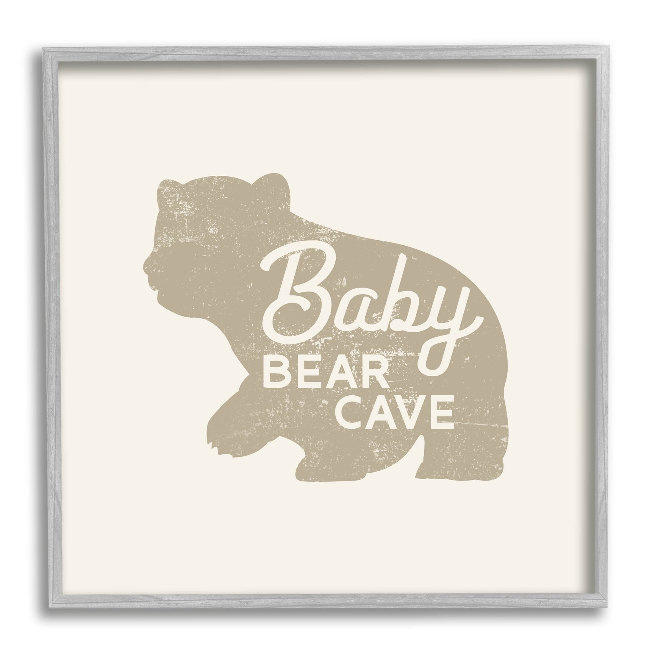 Stupell Industries Vintage Baby Bear Cave Graphic Art Gray Framed Art Print Wall Art, Design by Lil' Rue