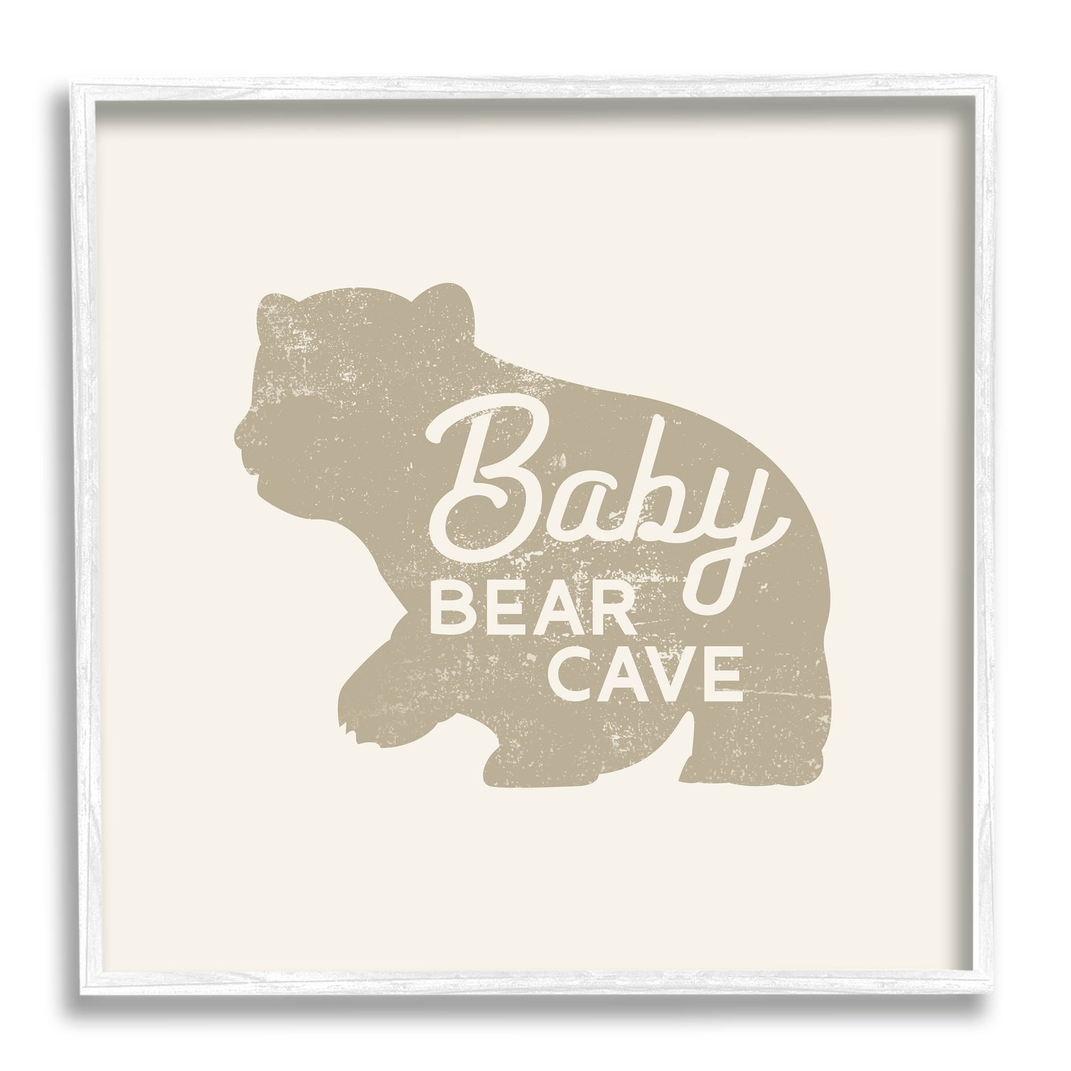 Stupell Industries Vintage Baby Bear Cave Graphic Art White Framed Art Print Wall Art, Design by Lil' Rue