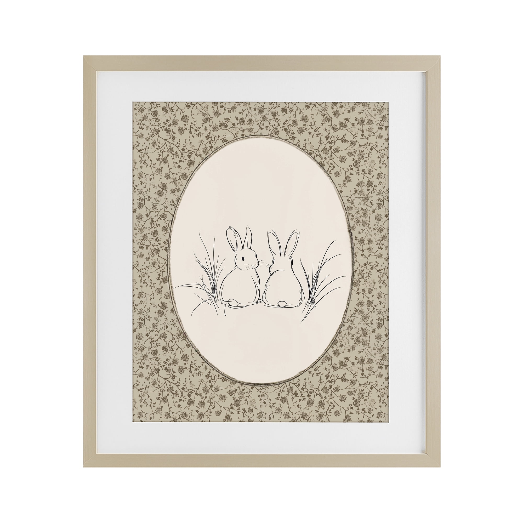 Stupell Industries Vintage Baby Bunnies Birch Framed Print Under Glass, design by Ramona Murdock