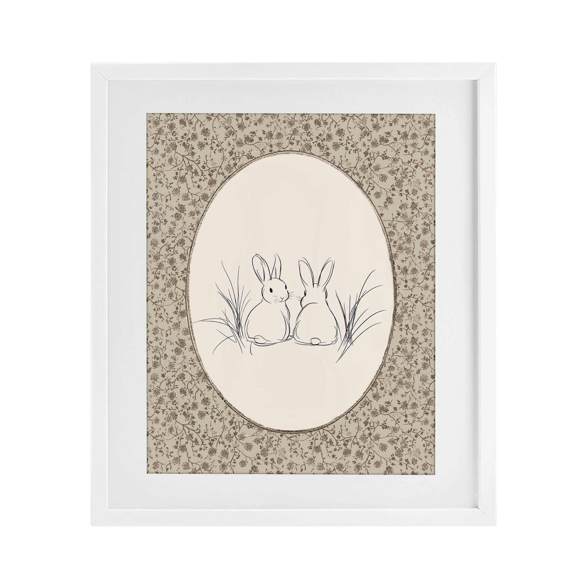 Stupell Industries Vintage Baby Bunnies White Framed Print Under Glass, design by Ramona Murdock