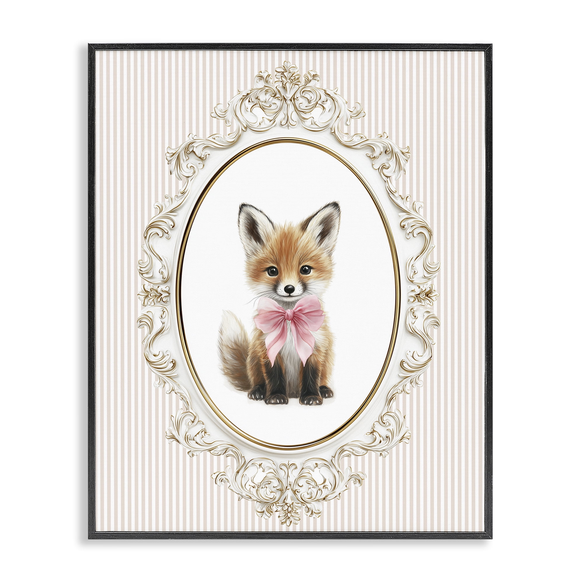 Stupell Industries Vintage Baby Fox Black Framed Giclee Art, design by Christine Simpson Art
