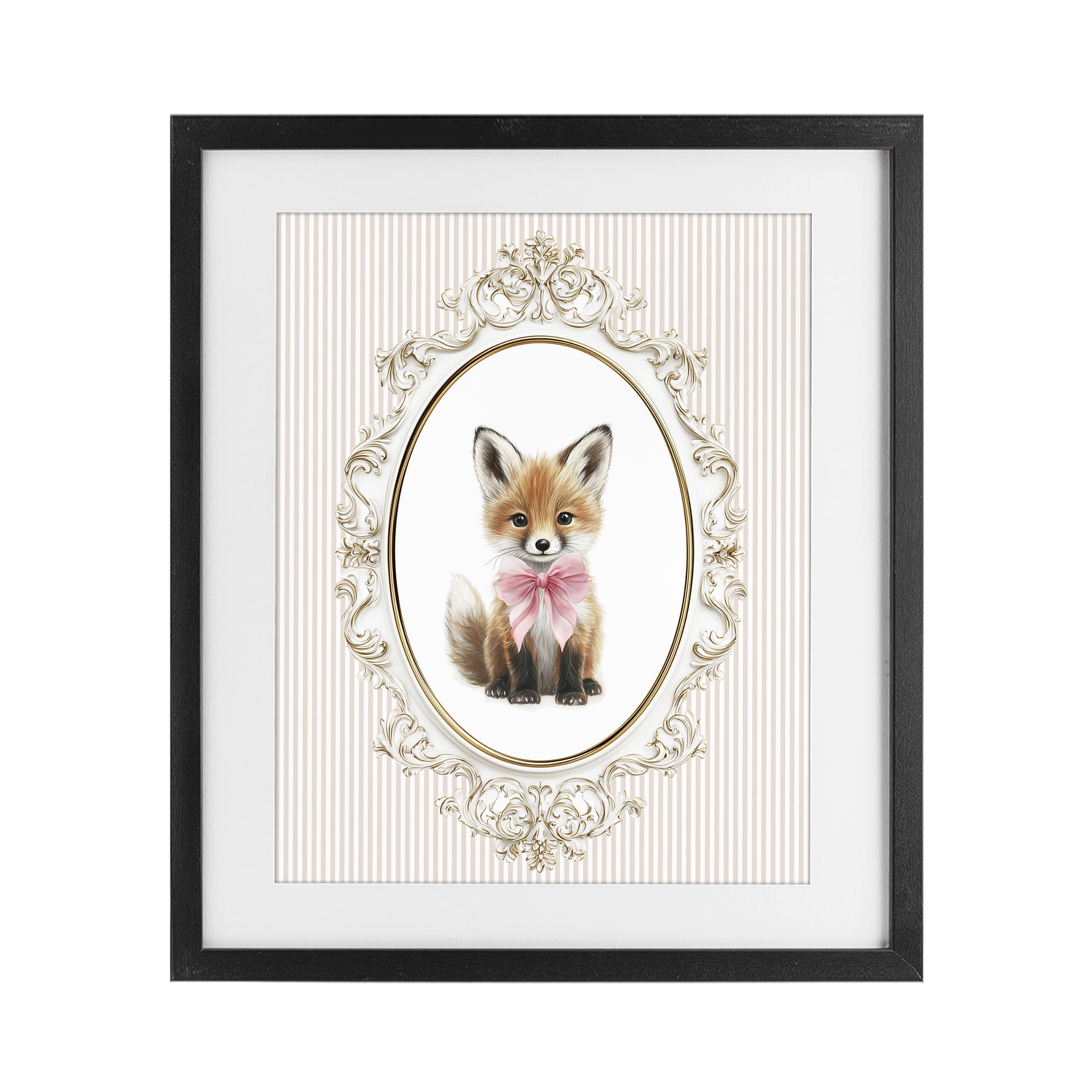 Stupell Industries Vintage Baby Fox Black Framed Print Under Glass, design by Christine Simpson Art